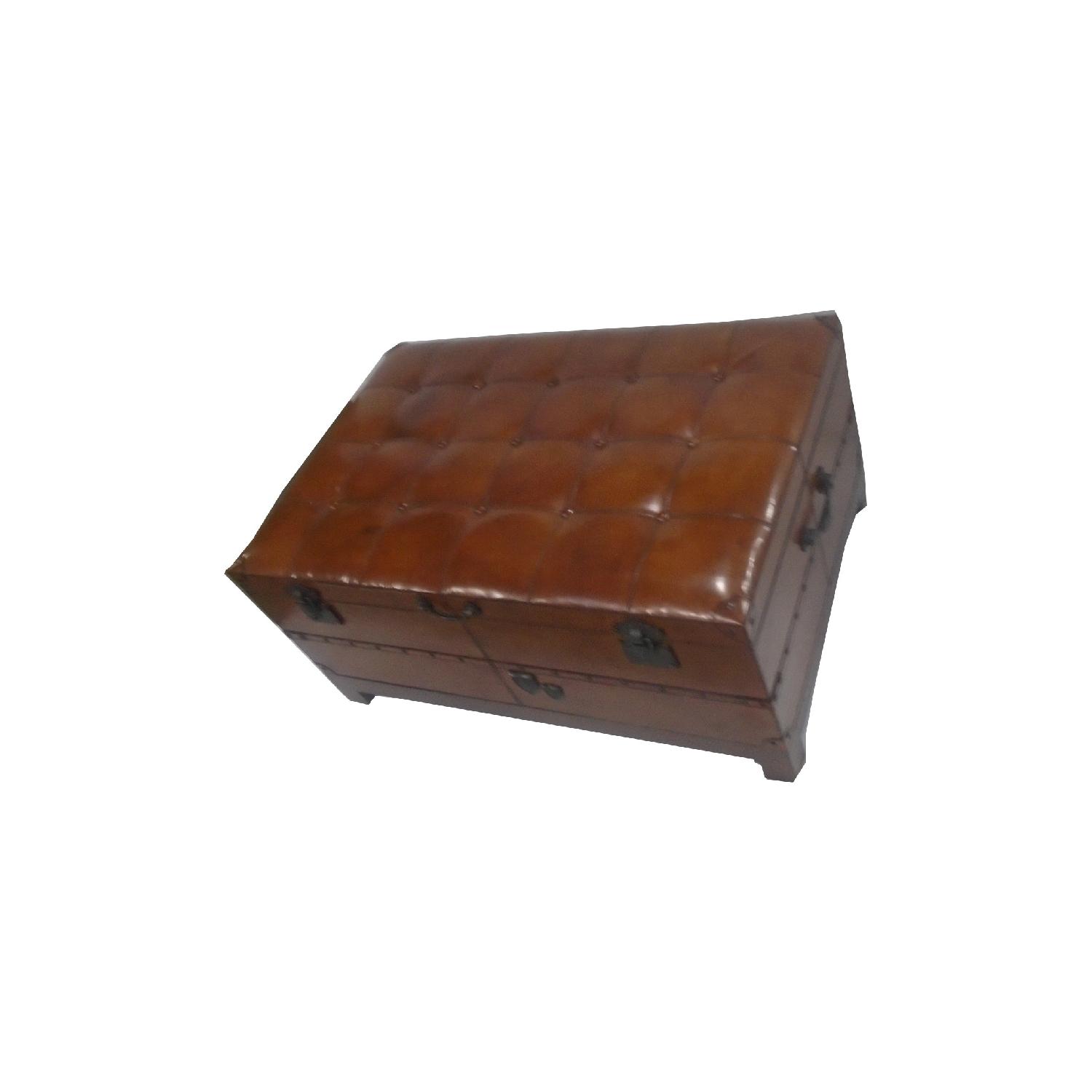 Square Leather Coffee Table Trunk Box - image-1