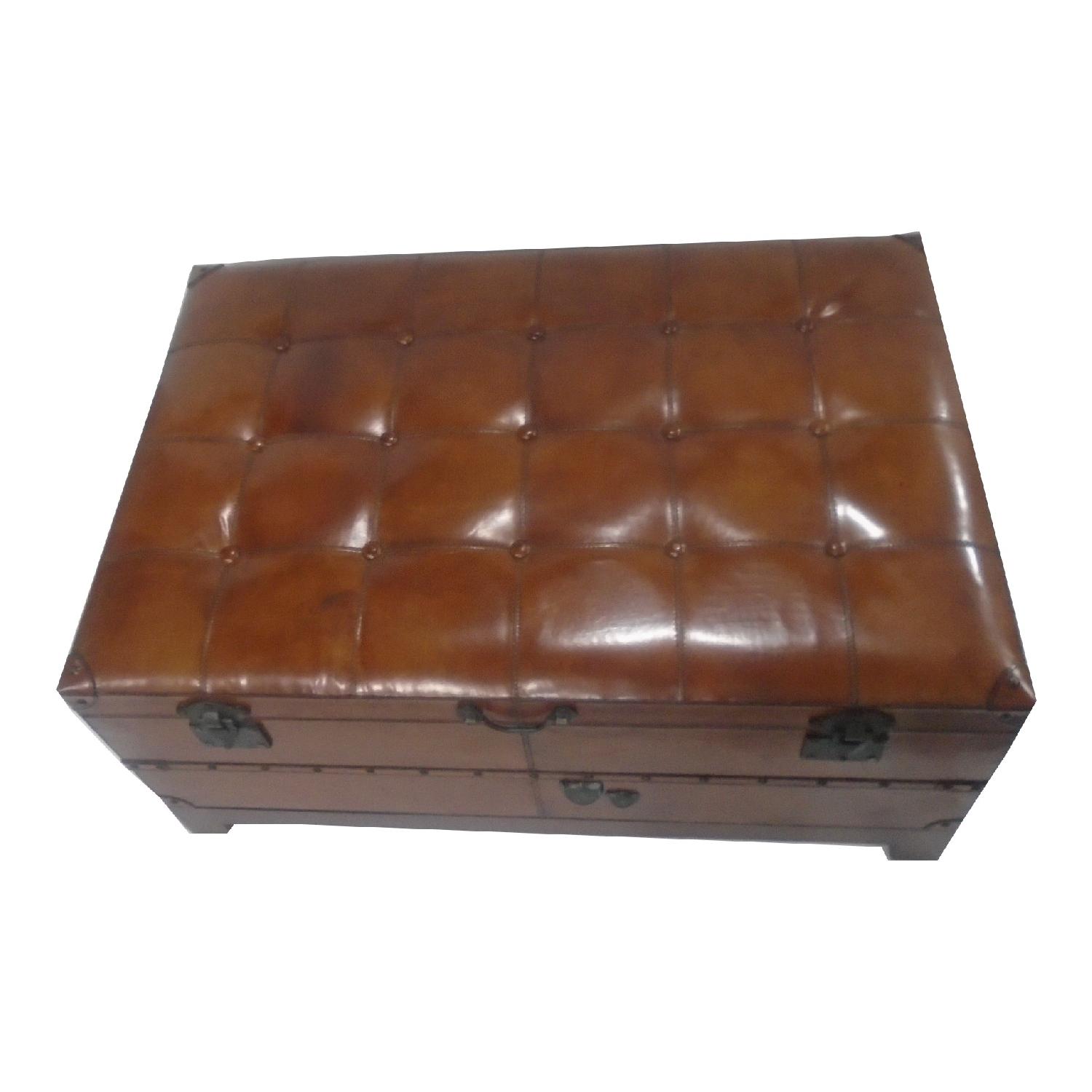 Square Leather Coffee Table Trunk Box - image-2