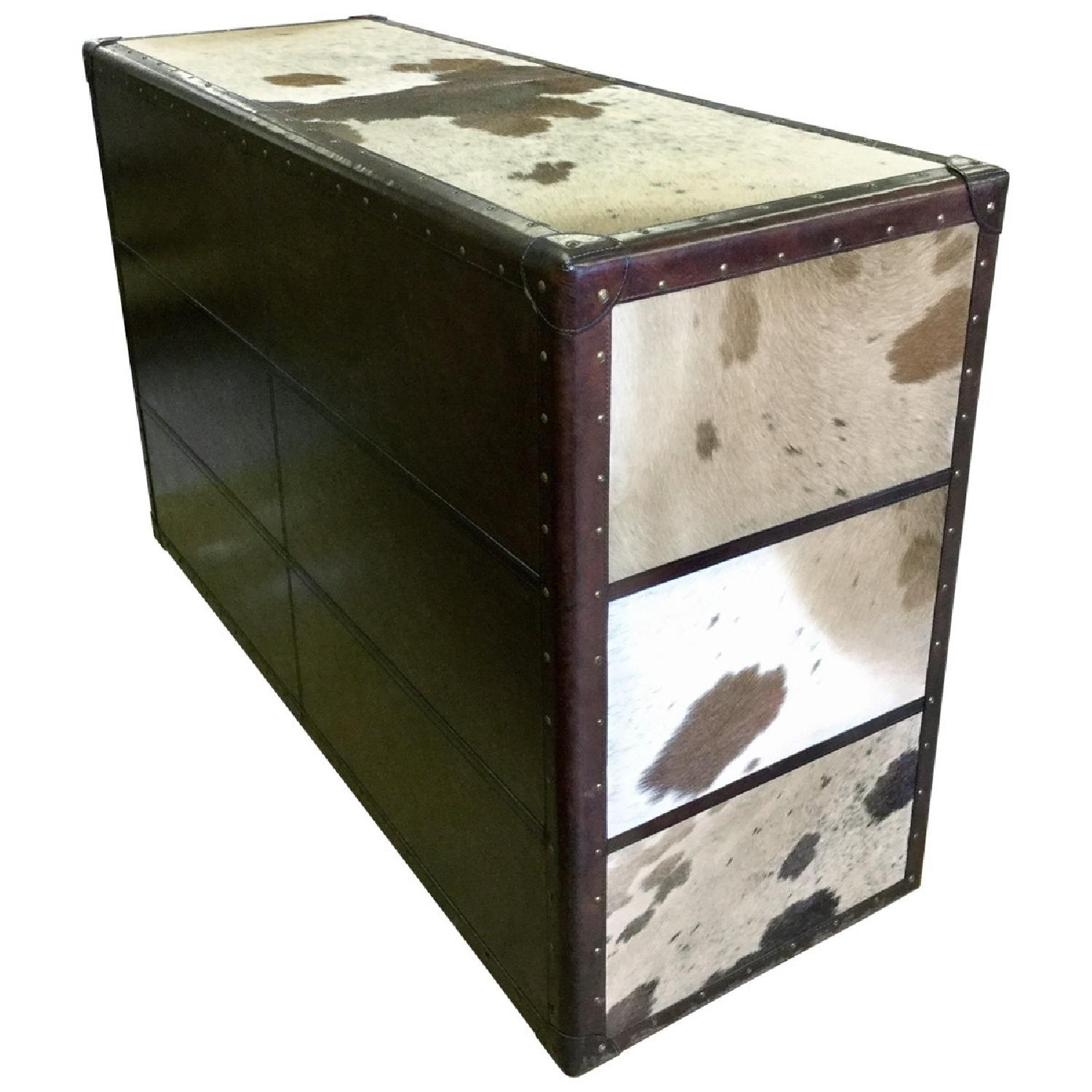 6 Drawer Black & White Leather Chest - image-1