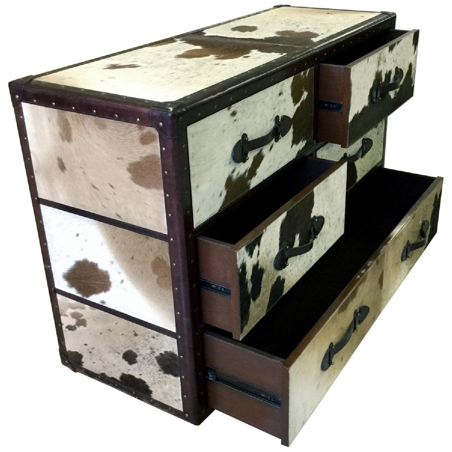6 Drawer Black & White Leather Chest - image-3