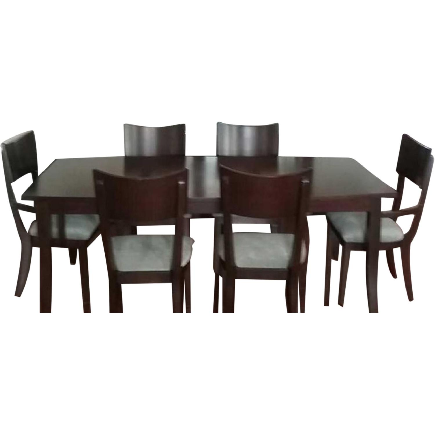 Red Cherry Dining Table w/ 6 Chairs + China Cabinet - AptDeco