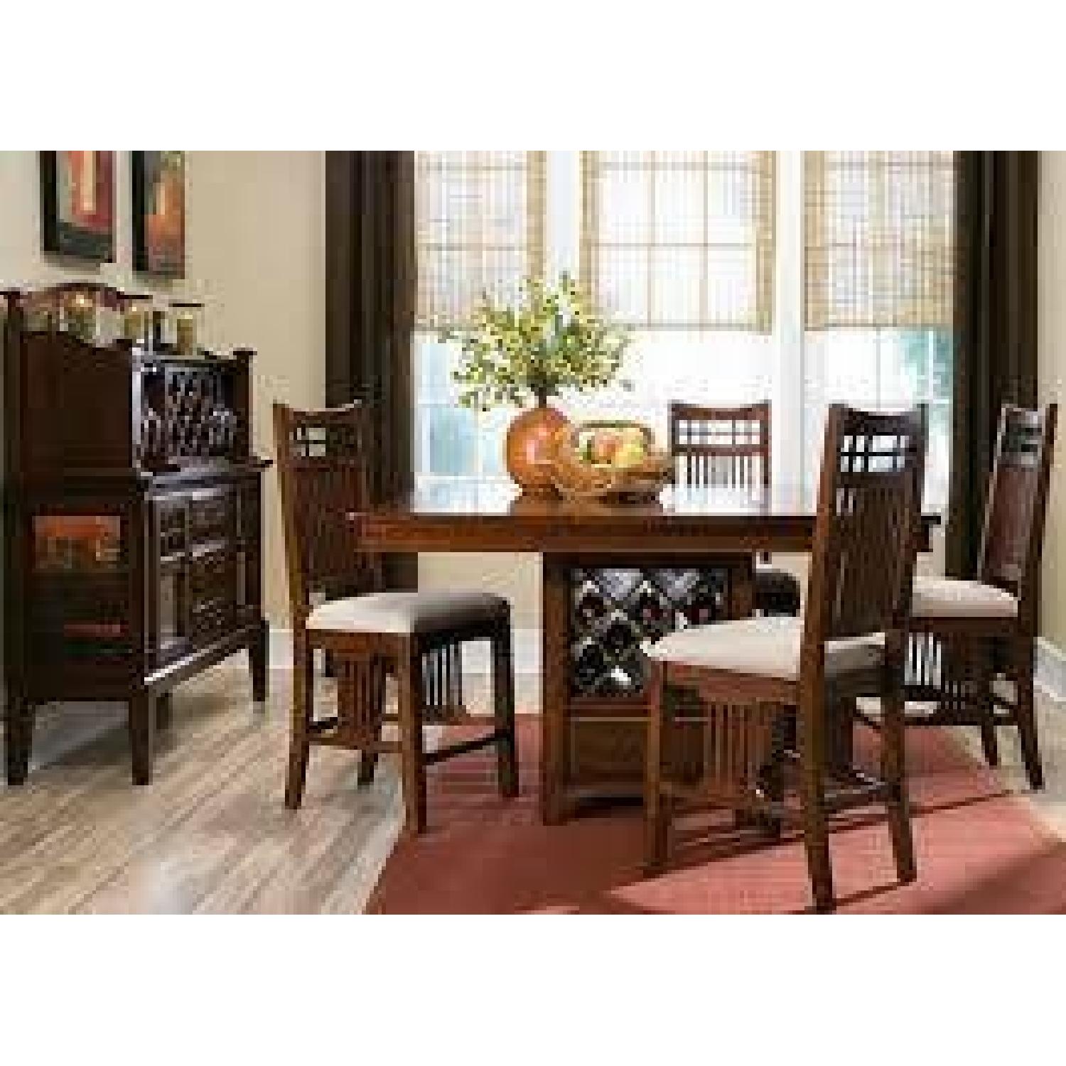 Raymour & Flanigan Solid Mahogany Dining Table w/ Wine Storage + 6 Chairs - image-2