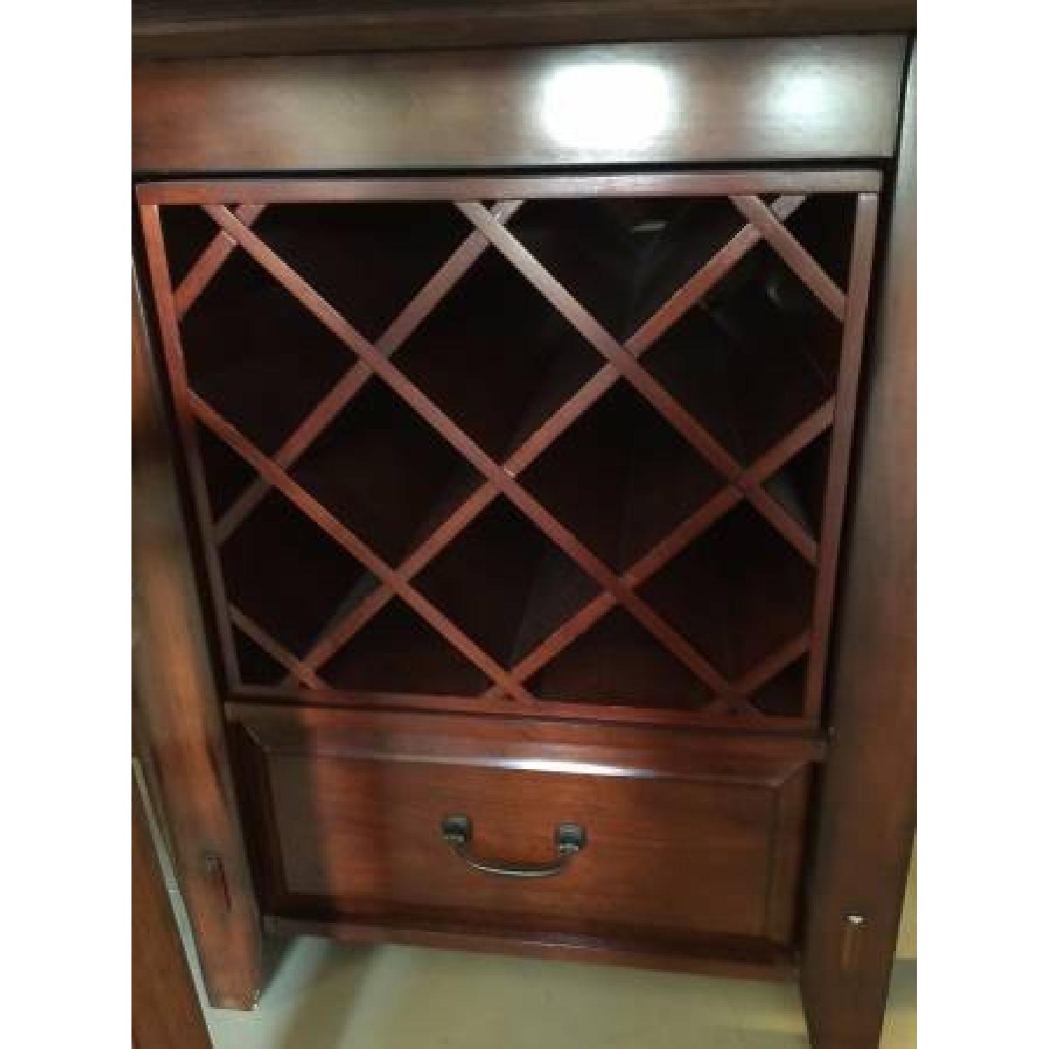 Raymour & Flanigan Solid Mahogany Dining Table w/ Wine Storage + 6 Chairs - image-3