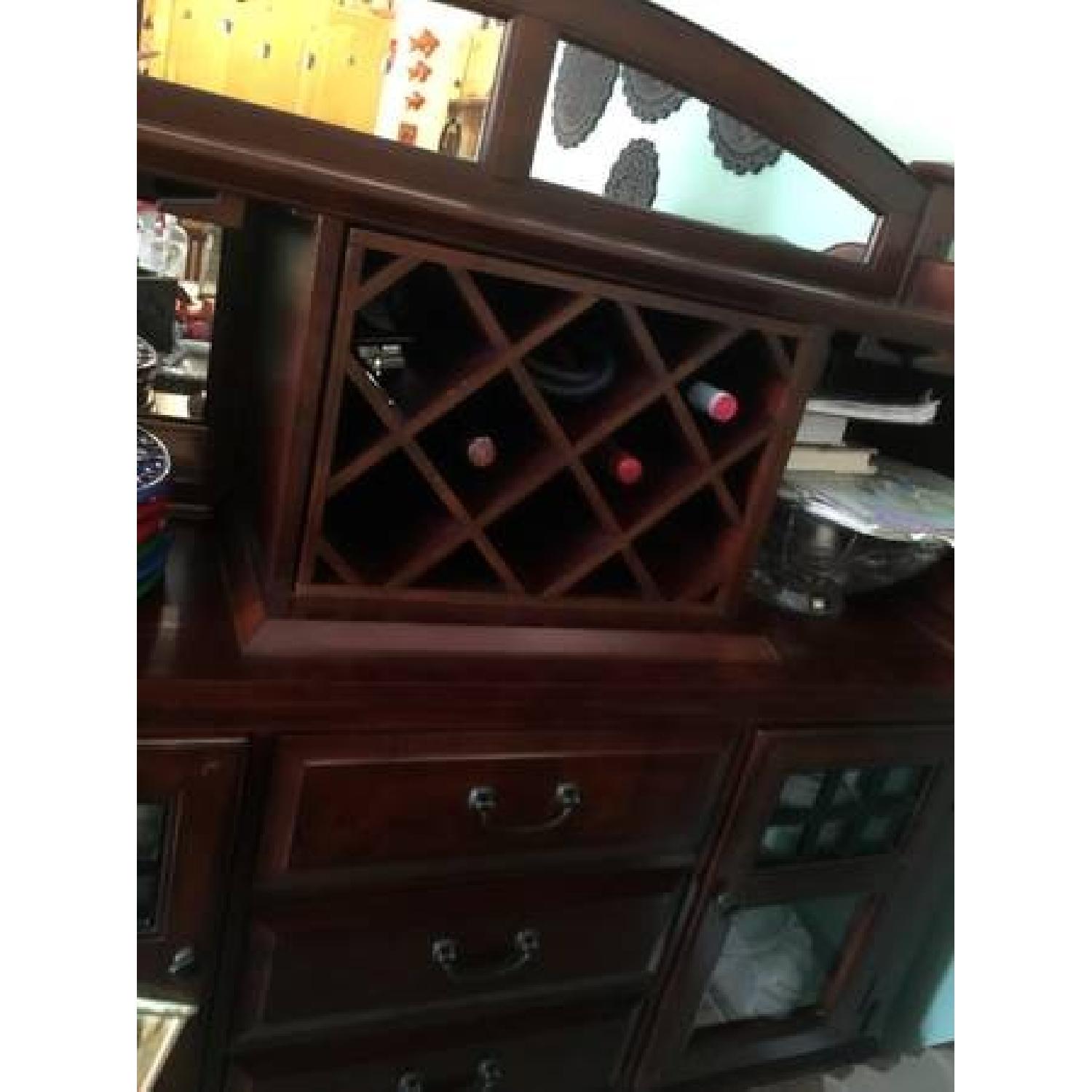 Raymour & Flanigan Solid Mahogany Dining Table w/ Wine Storage + 6 Chairs - image-4