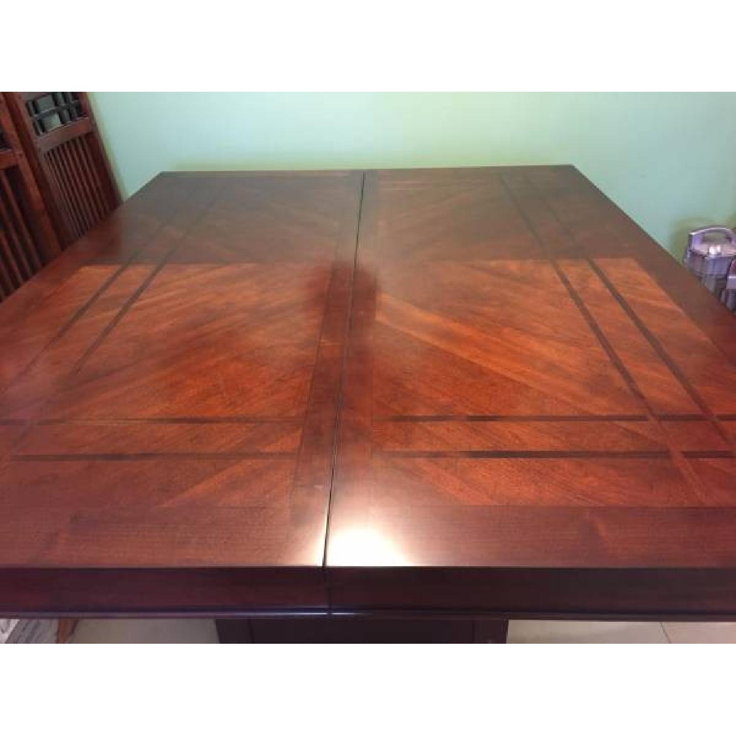 Raymour & Flanigan Solid Mahogany Dining Table w/ Wine Storage + 6 Chairs - image-6