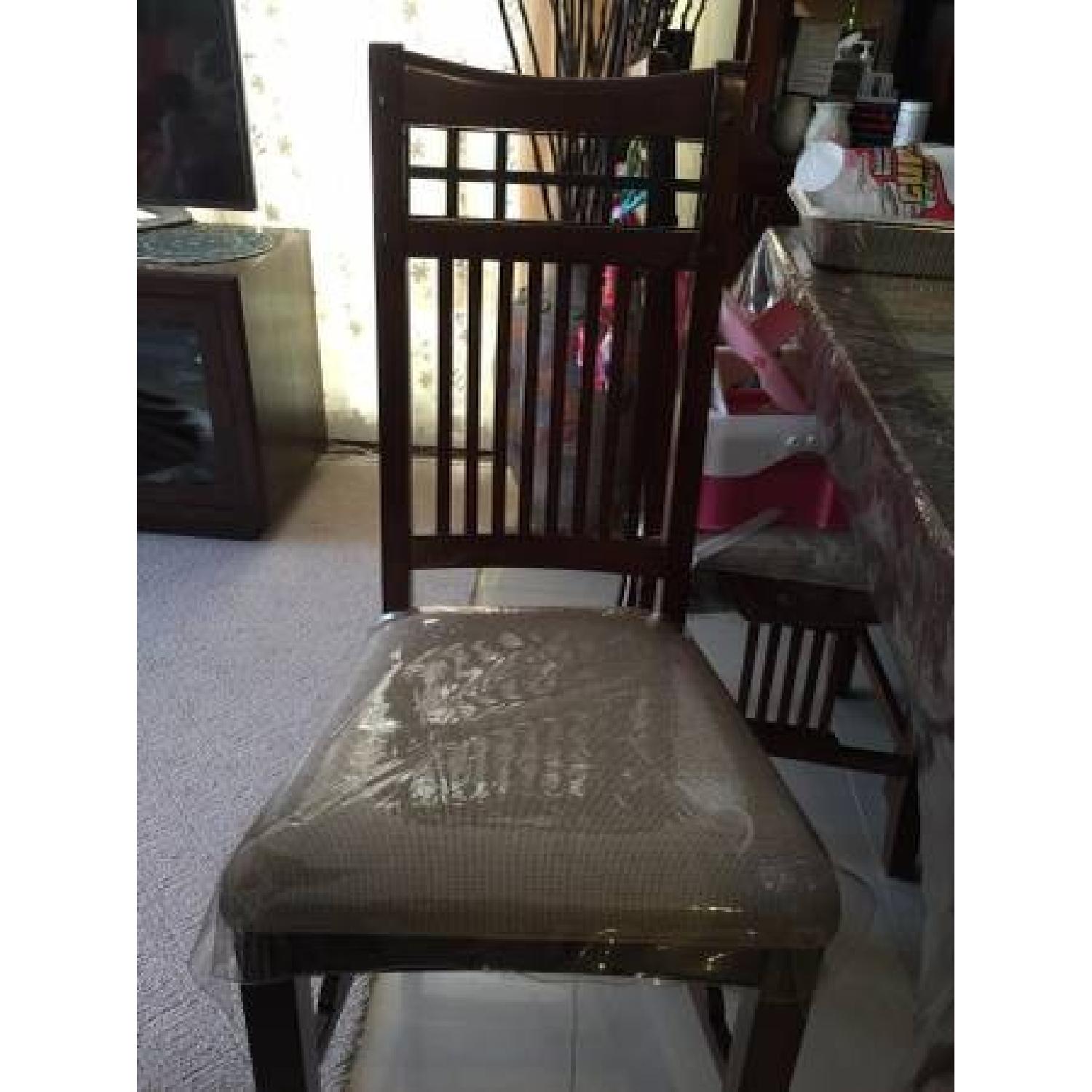 Raymour & Flanigan Solid Mahogany Dining Table w/ Wine Storage + 6 Chairs - image-7