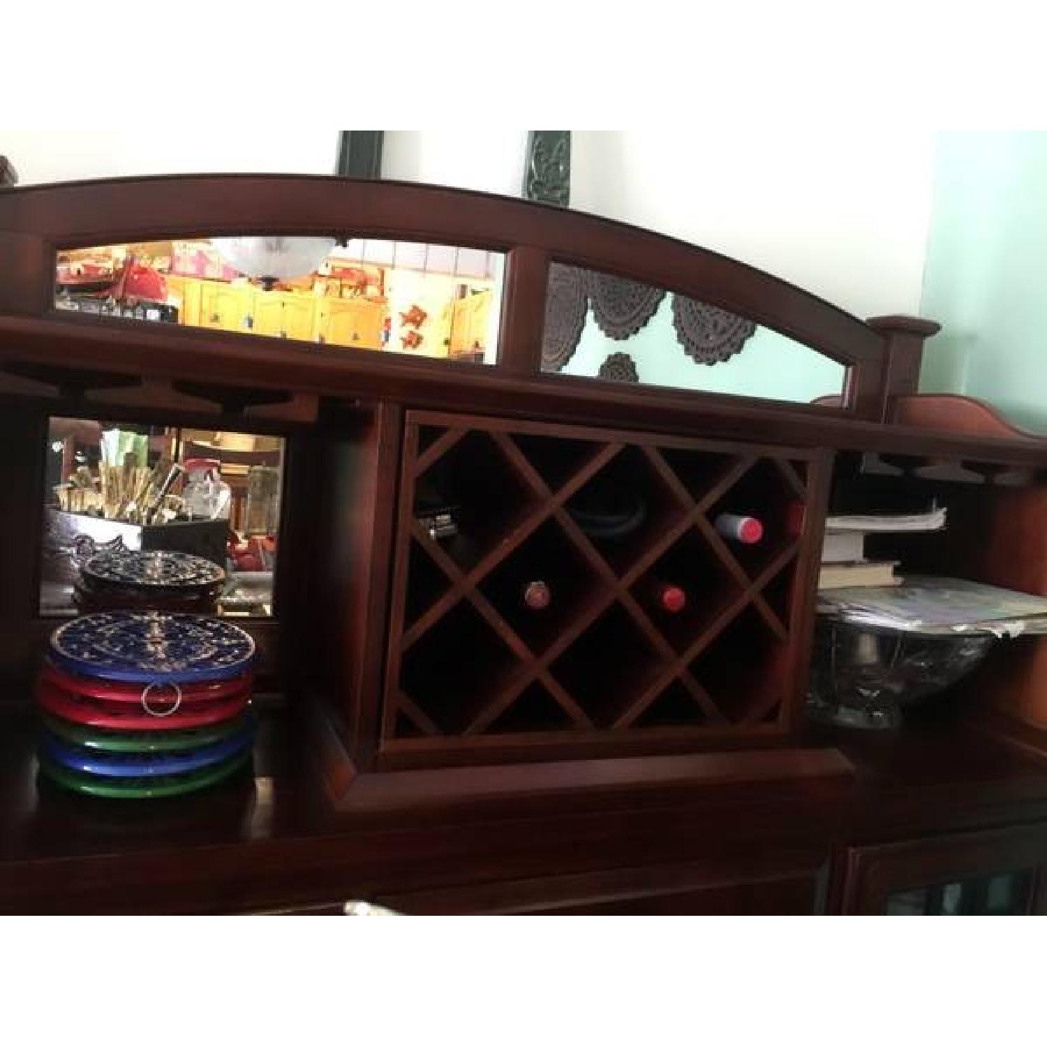 Raymour & Flanigan Solid Mahogany Dining Table w/ Wine Storage + 6 Chairs - image-9