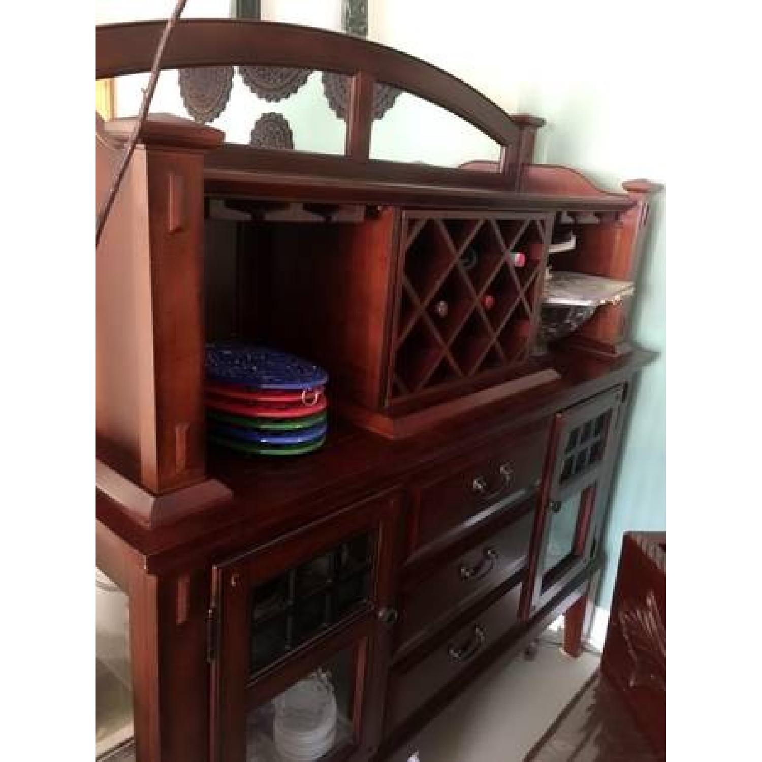 Raymour & Flanigan Solid Mahogany Dining Table w/ Wine Storage + 6 Chairs - image-10