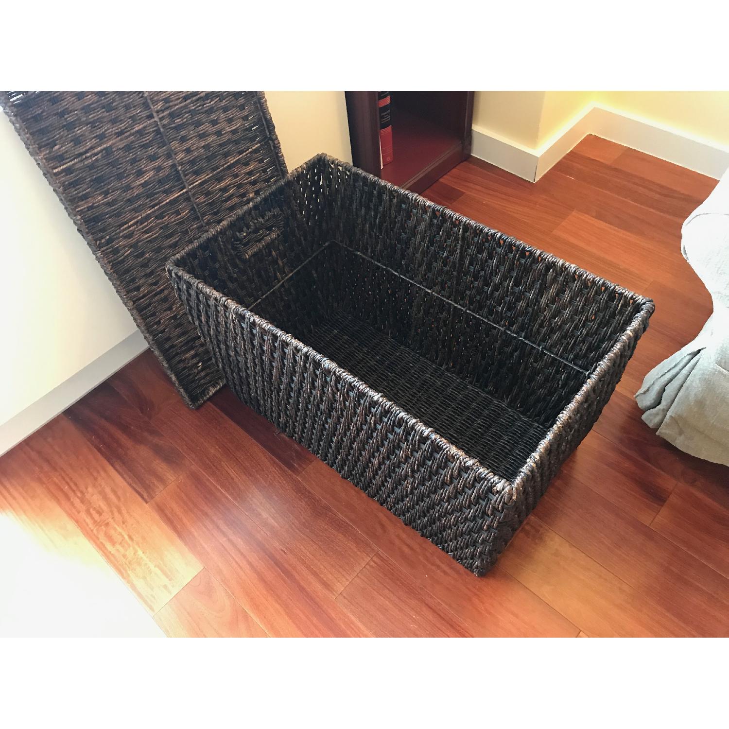 Crate & Barrel Abaca Wicker Trunk Basket w/ Lid - image-2