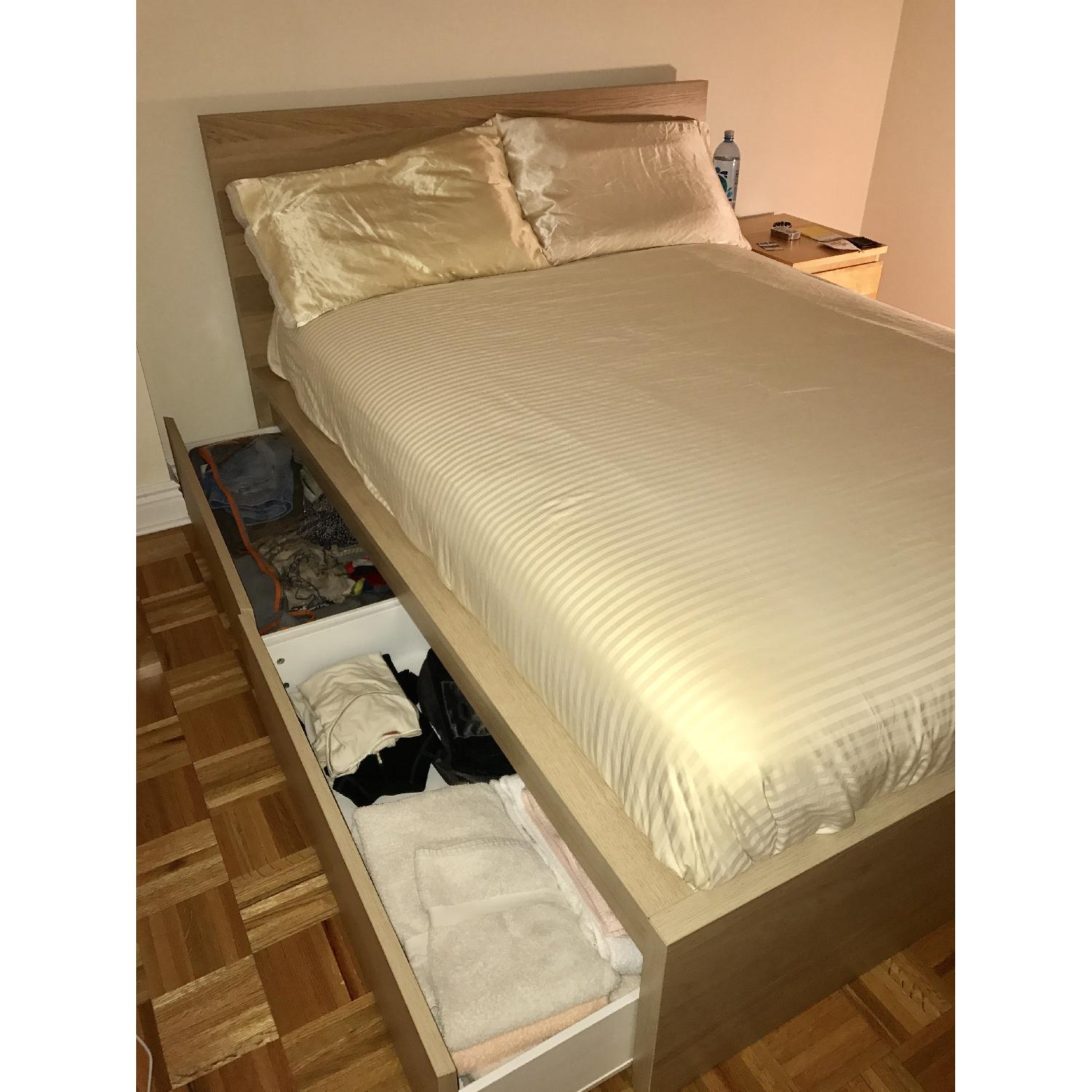 Ikea Malm High Bed Frame w/ 4 Storage Boxes AptDeco