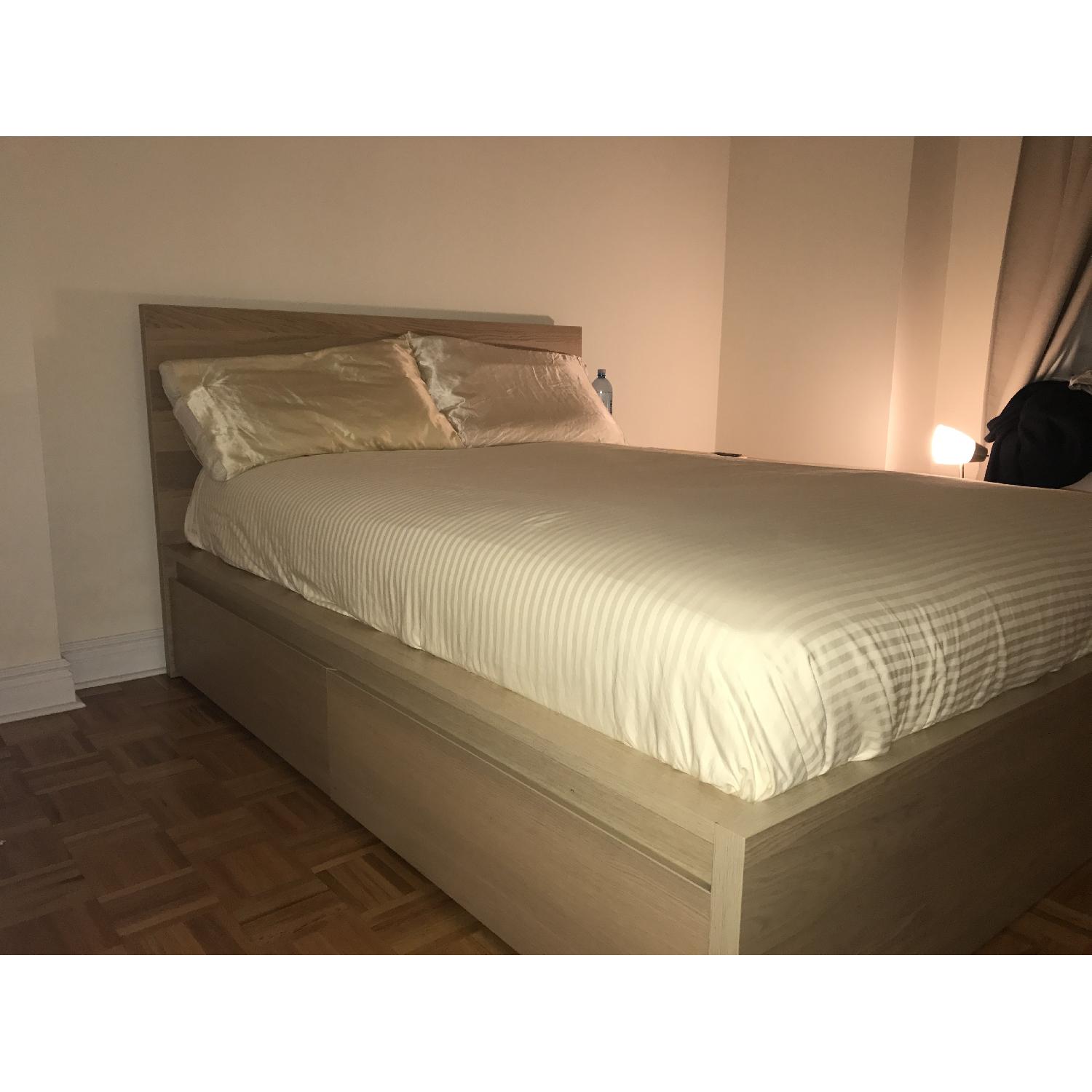 Ikea Malm High Bed Frame w/ 4 Storage Boxes AptDeco