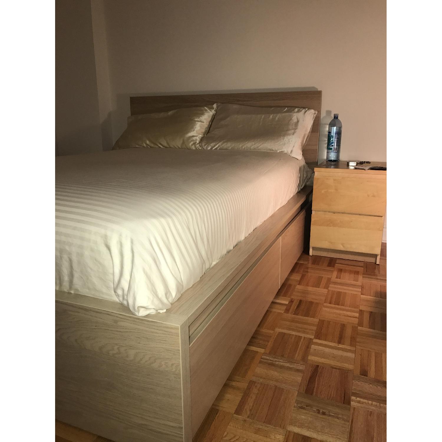 Ikea Malm High Bed Frame w/ 4 Storage Boxes AptDeco