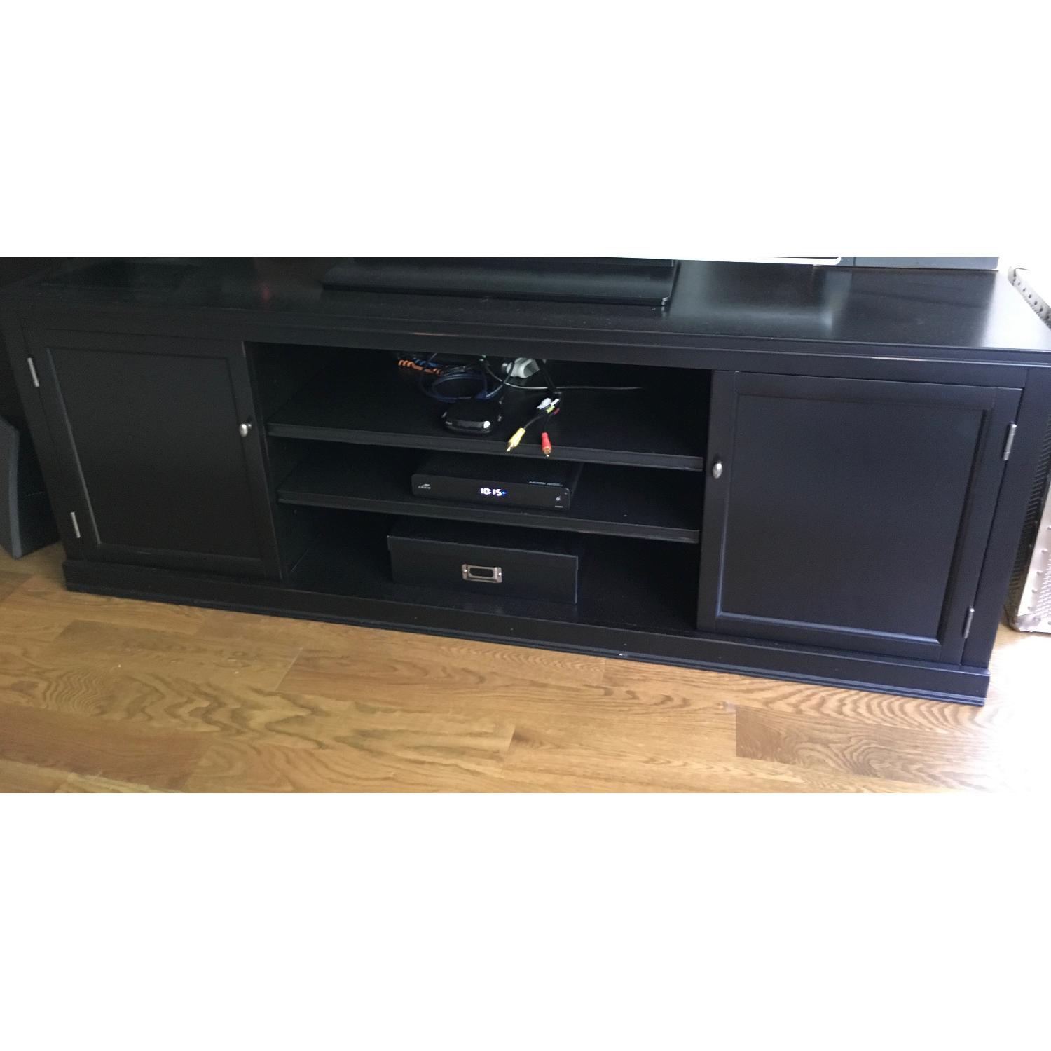 Pottery Barn Logan Media Stand in Black AptDeco