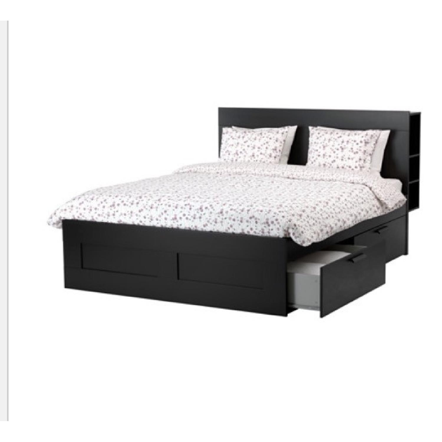 Ikea Brimnes Full Size Bed Frame w/ Storage & Headboard in Black - image-3