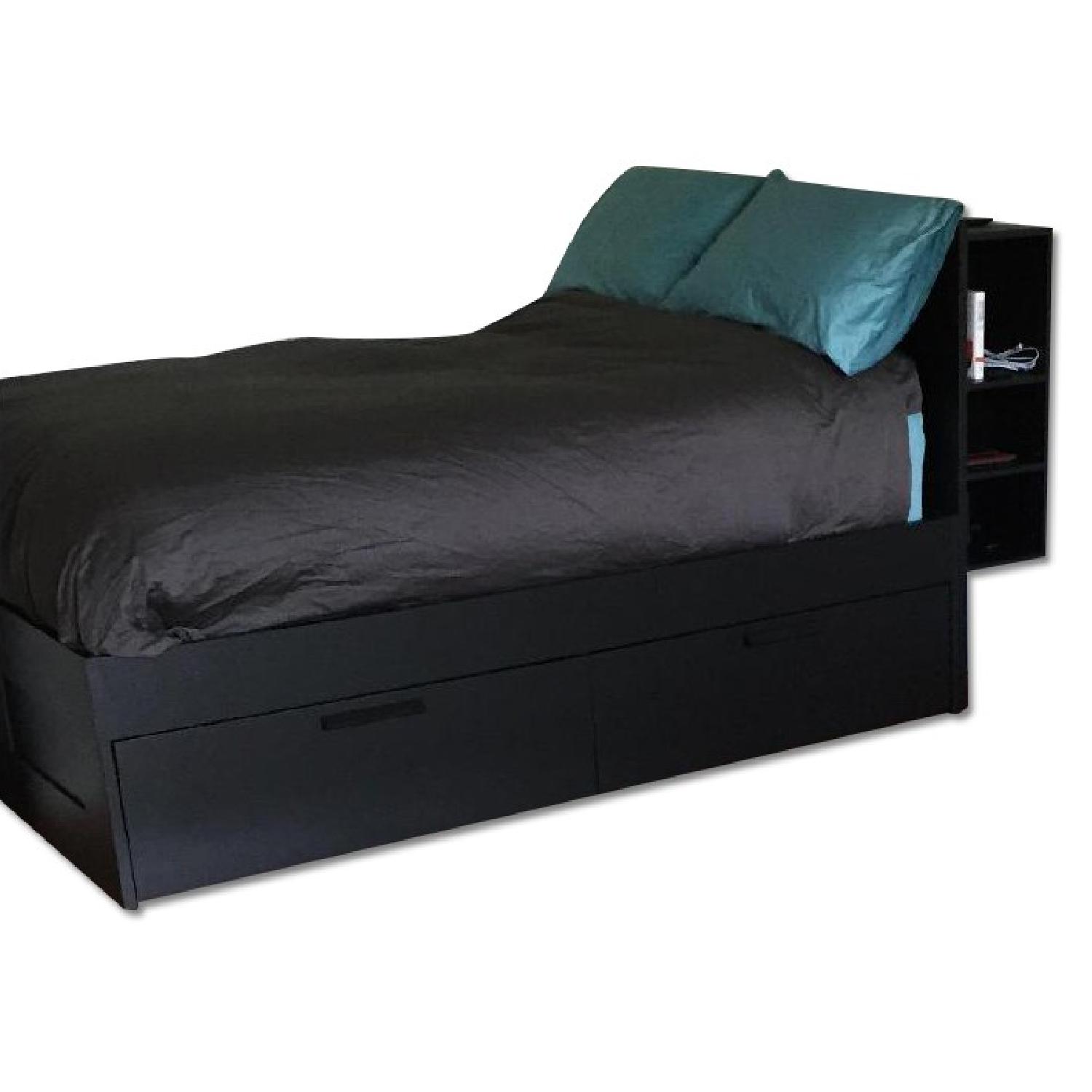 Ikea Brimnes Full Size Bed Frame w/ Storage & Headboard in Black - image-0