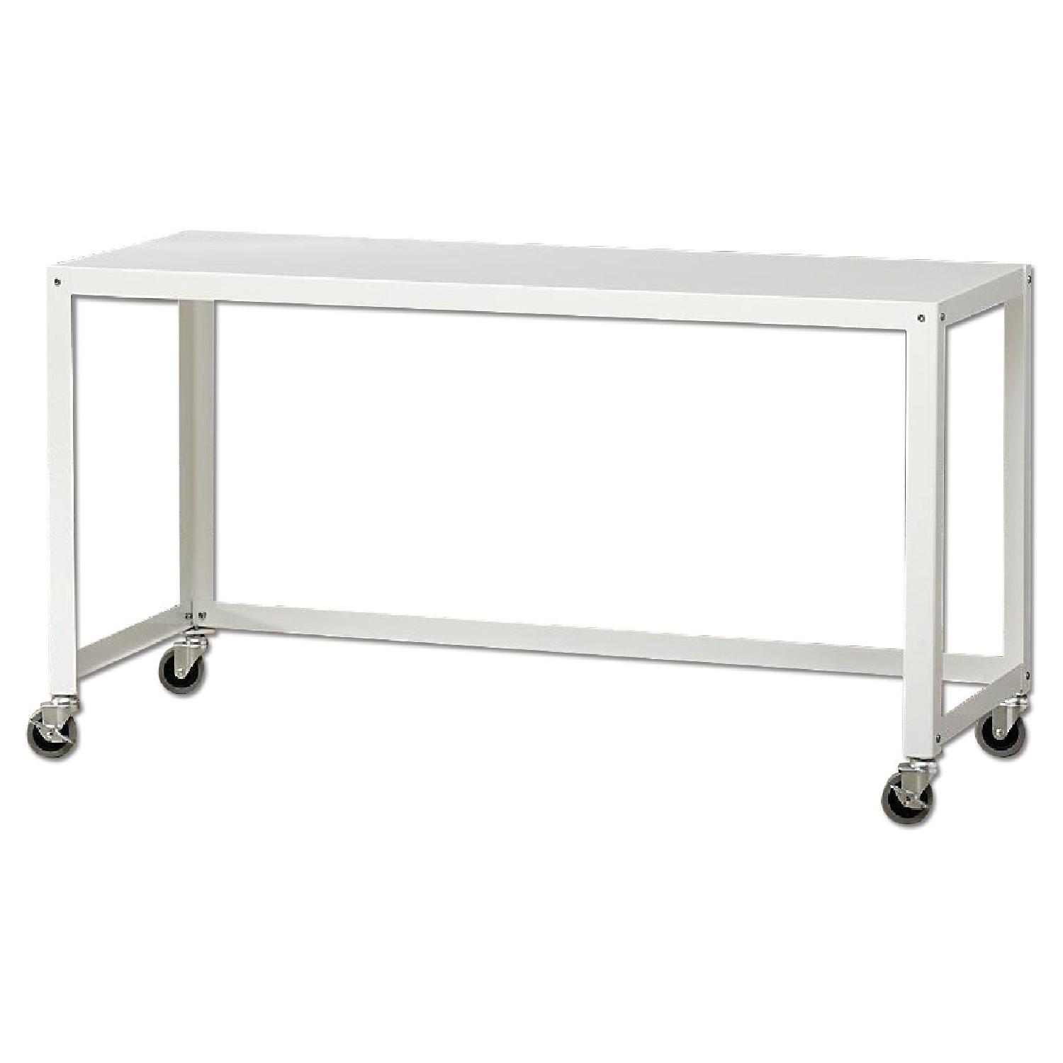 CB2 GoCart White Rolling Desk AptDeco