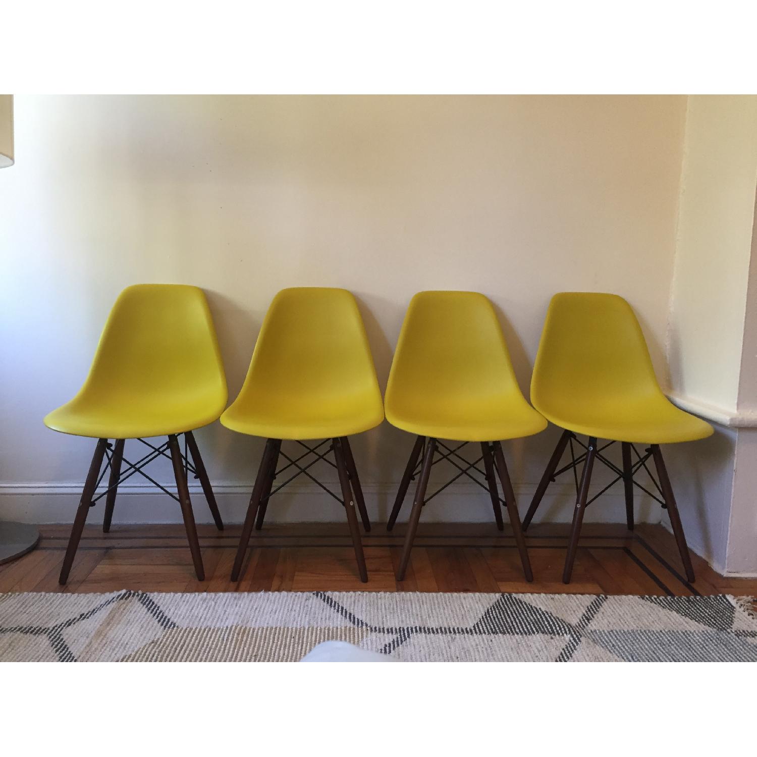 Eames Style DSW Molded Dark Yellow Plastic Shell Chairs - image-1