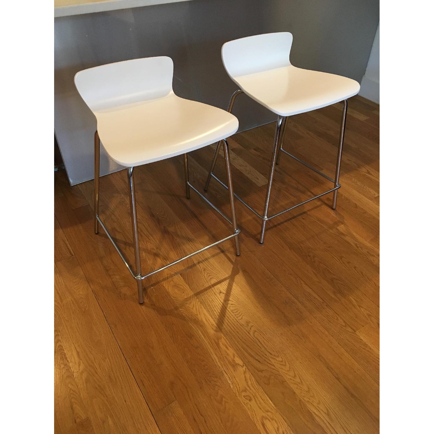 Crate & Barrel Felix White Counter Stools - image-1