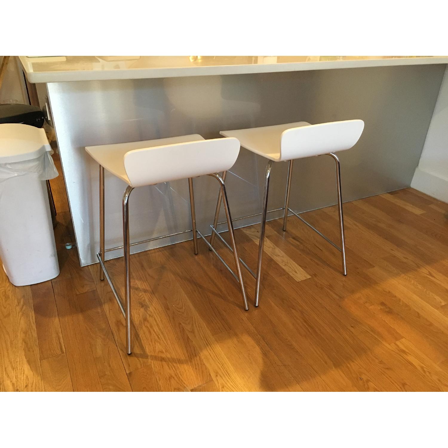 Crate & Barrel Felix White Counter Stools - image-2