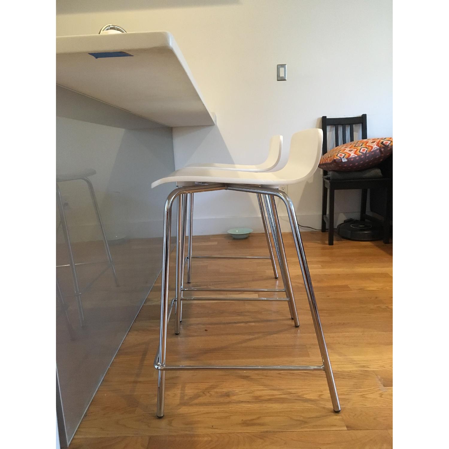 Crate & Barrel Felix White Counter Stools - image-3
