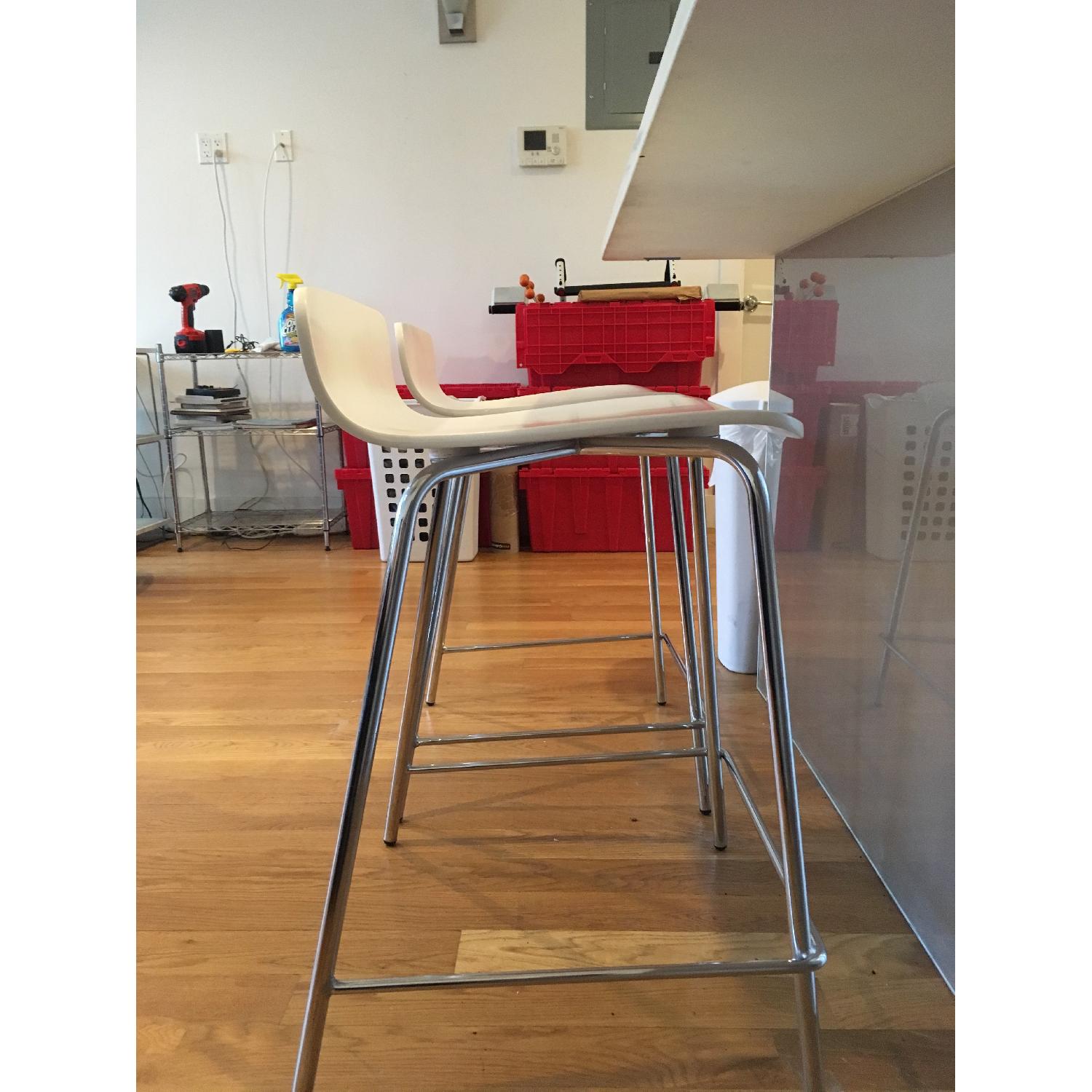 Crate & Barrel Felix White Counter Stools - image-4