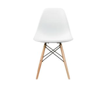 Eames Style White Plastic Molded Side Chairs