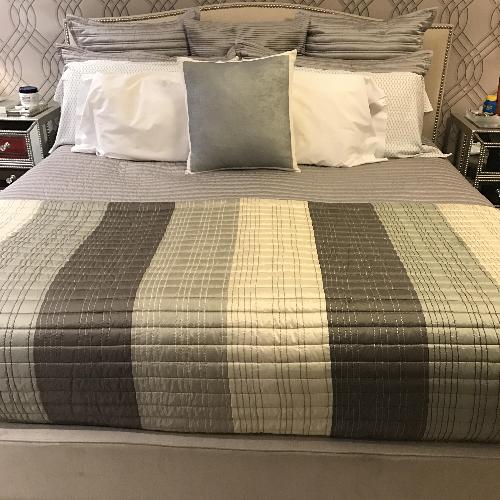 Used Crate & Barrel Colette Upholestered King Bed Frame for sale on AptDeco