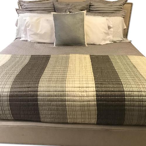 Used Crate & Barrel Colette Upholestered King Bed Frame for sale on AptDeco
