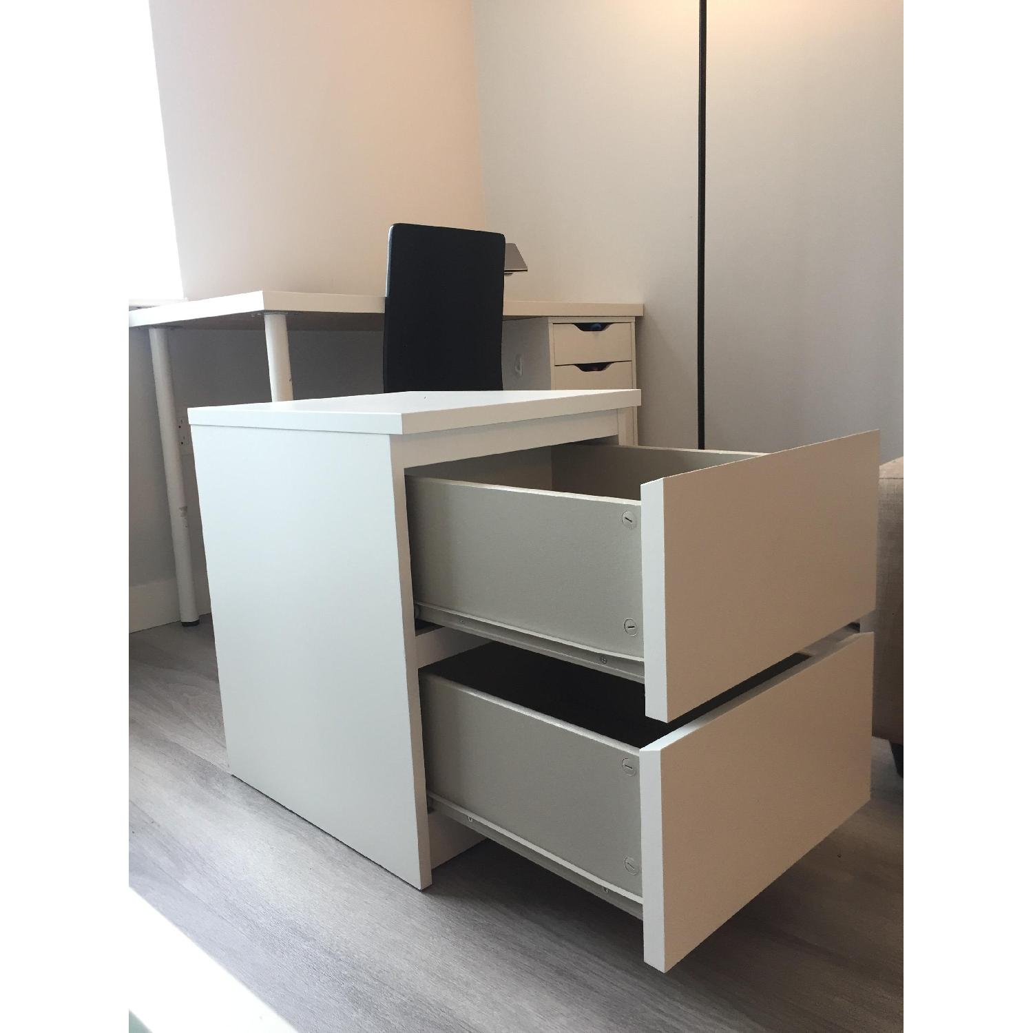 Ikea Malm Queen Bed Frame w/ Slatted Bed Base + Nightstand AptDeco