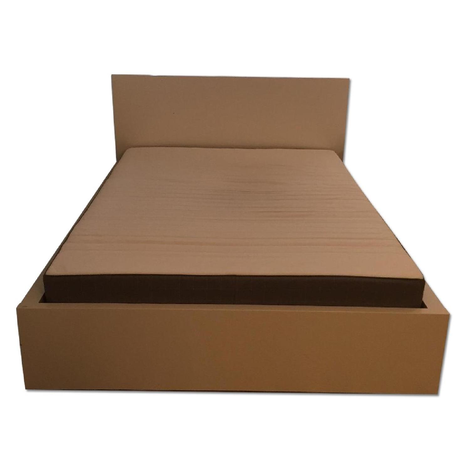 Ikea Malm Queen Bed Frame w/ Slatted Bed Base + Nightstand AptDeco