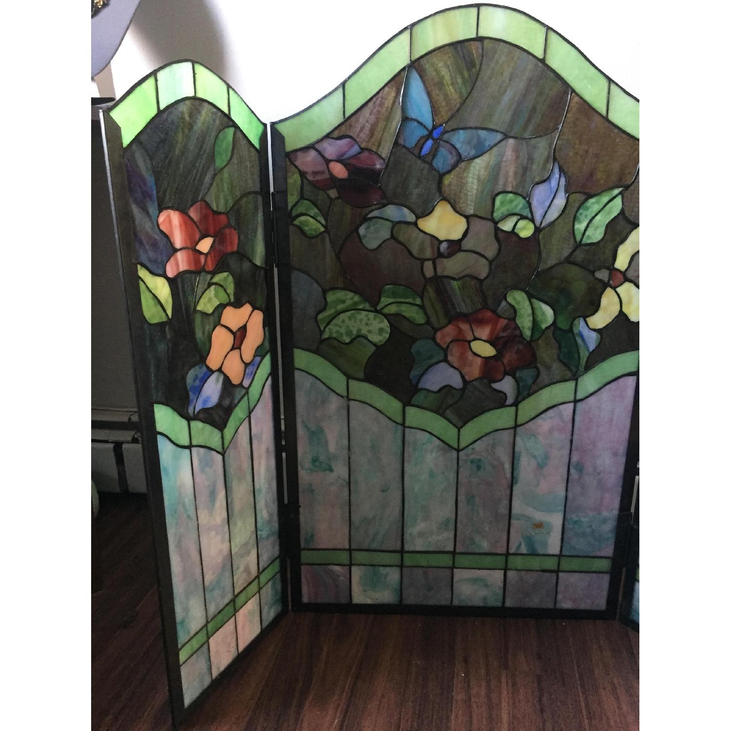 Stained Glass Solid Multi Color Tiffany Meyda Butterfly Fireplace Screen - image-2