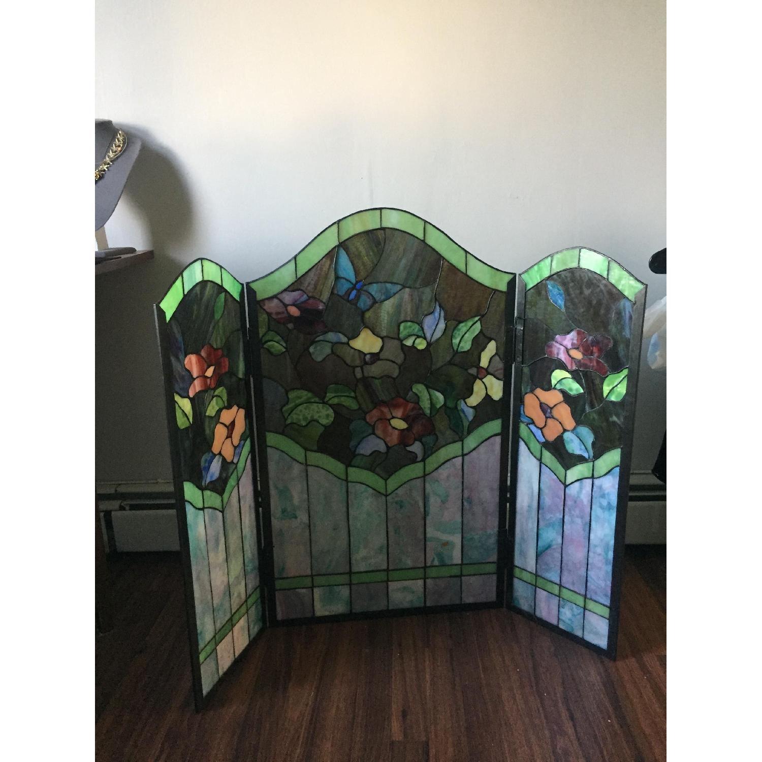 Stained Glass Solid Multi Color Tiffany Meyda Butterfly Fireplace Screen - image-5