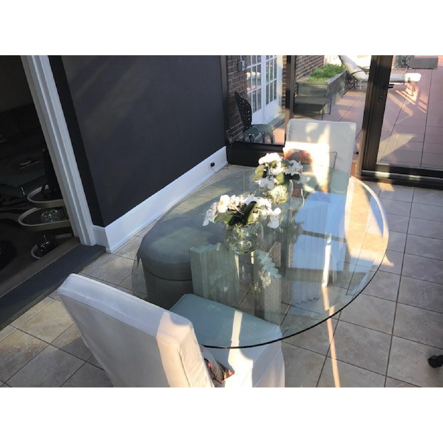 Maurice Villency Furniture Oval Glass & Marble Dining Table AptDeco