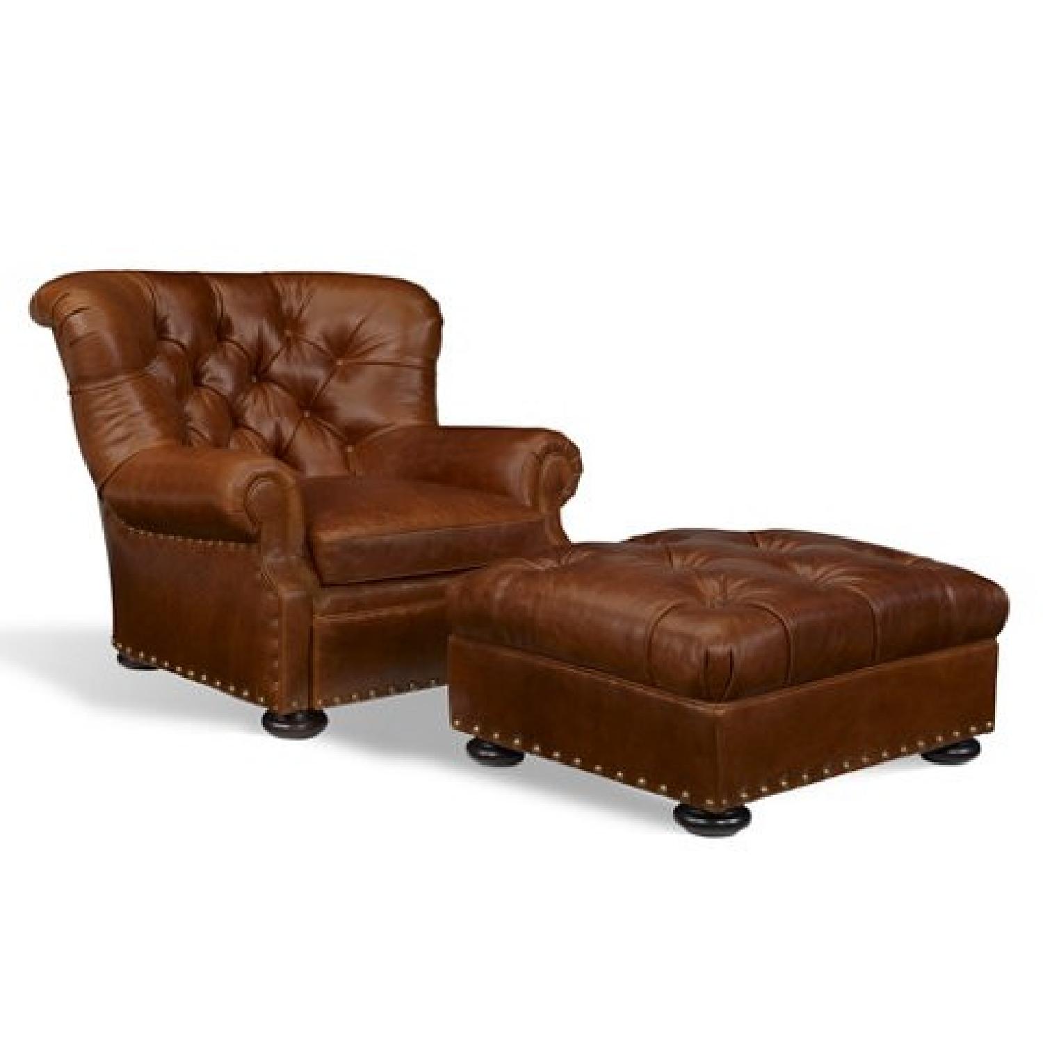 Ralph Lauren Leather Writer's Chair & Ottoman - image-1