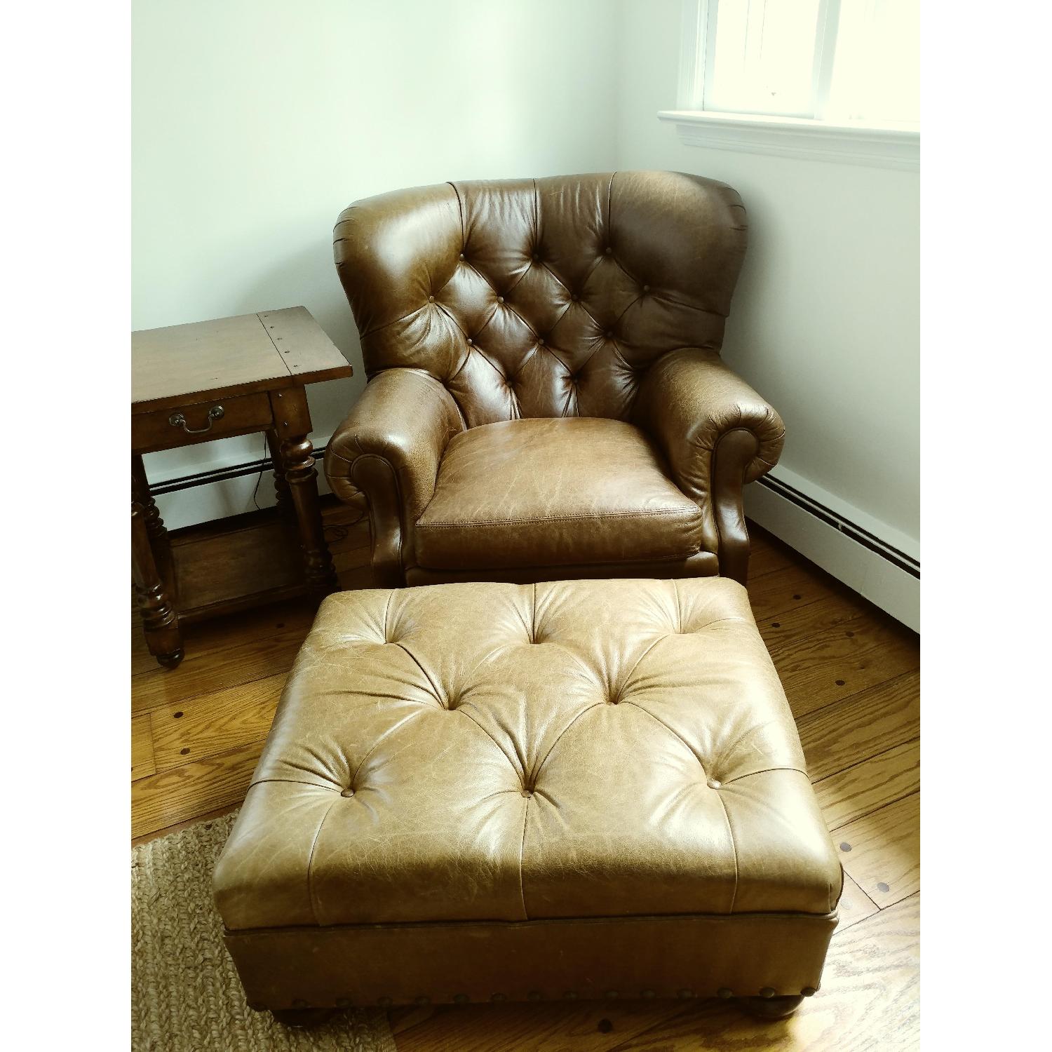 Ralph Lauren Leather Writer's Chair & Ottoman - image-3