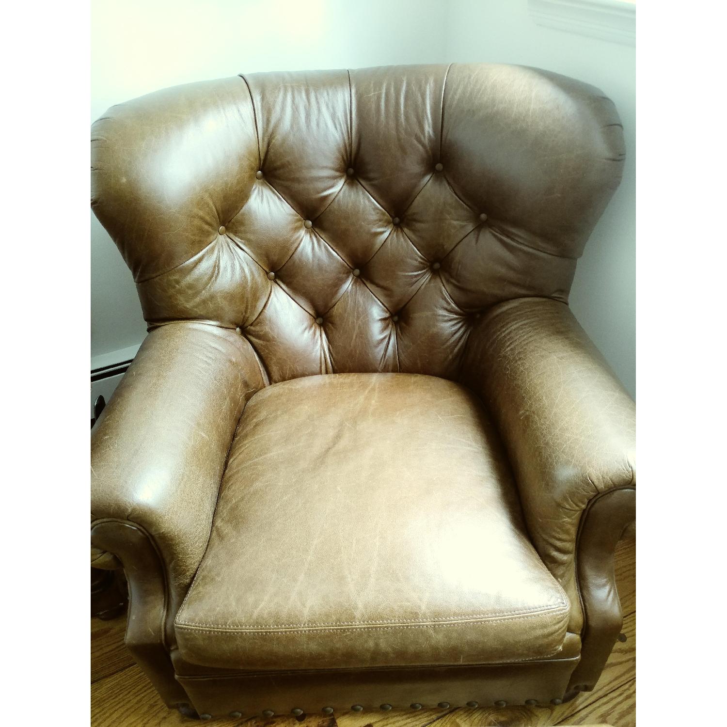 Ralph Lauren Leather Writer's Chair & Ottoman - image-4