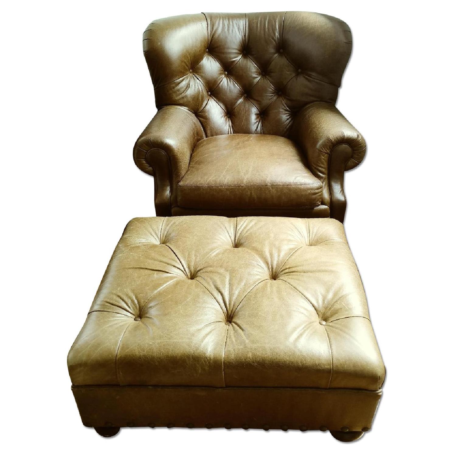 Ralph Lauren Leather Writer's Chair & Ottoman - image-0