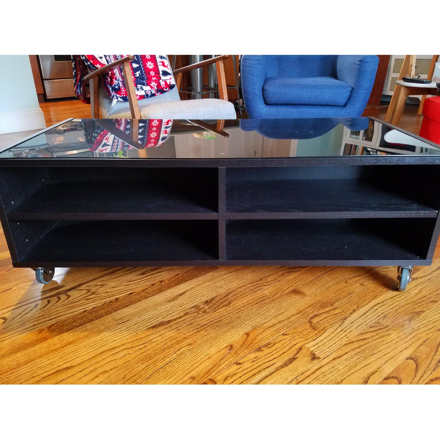 Ikea Besta TV Stand w/ Wheels & Glass Top - image-2