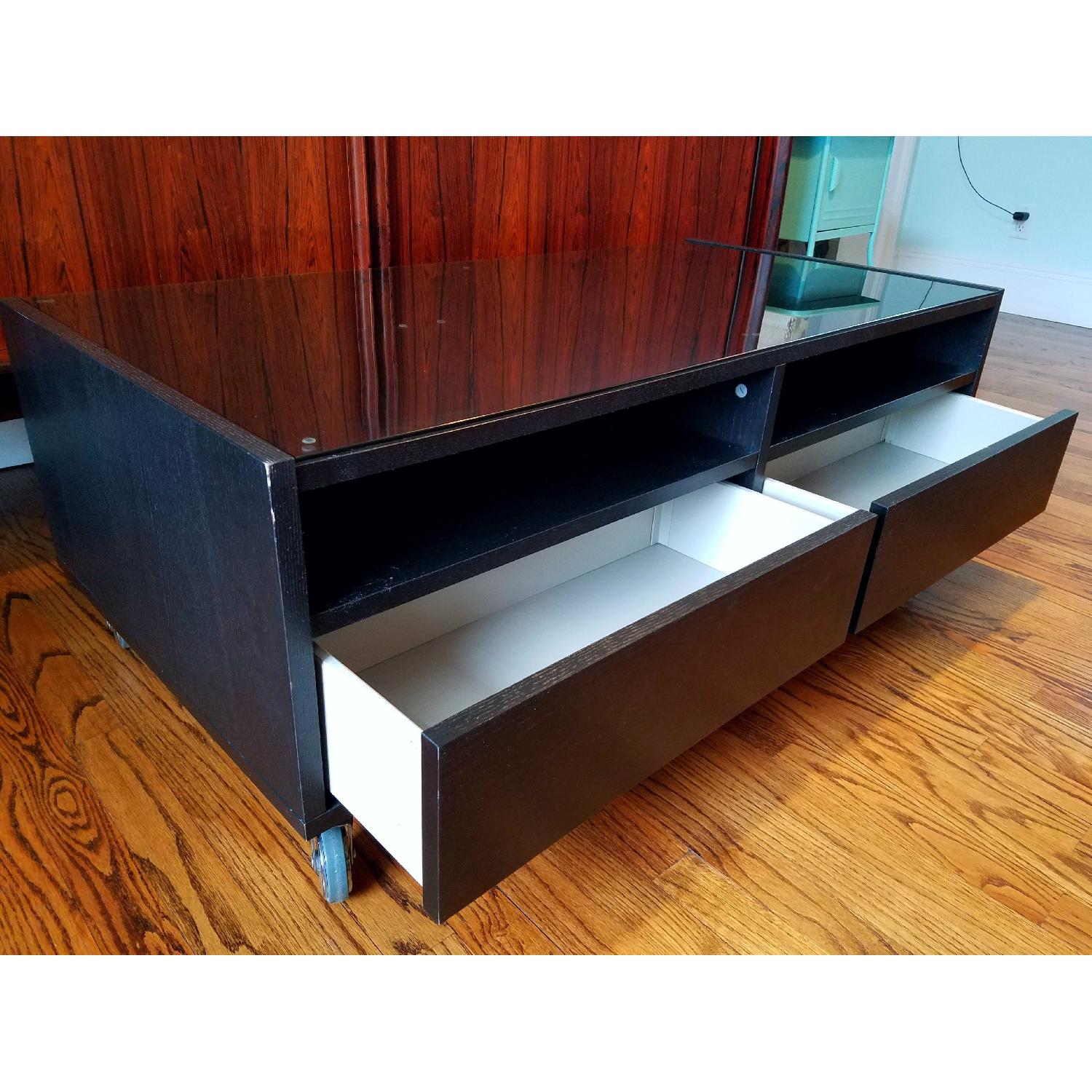 Ikea Besta TV Stand w/ Wheels & Glass Top - image-4