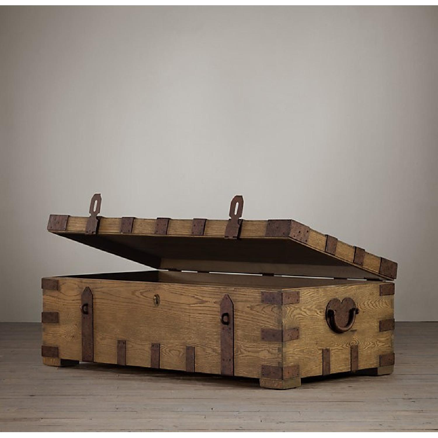 Restoration Hardware Antique-Style X-Large Coffee Table Trunk/Chest - image-3