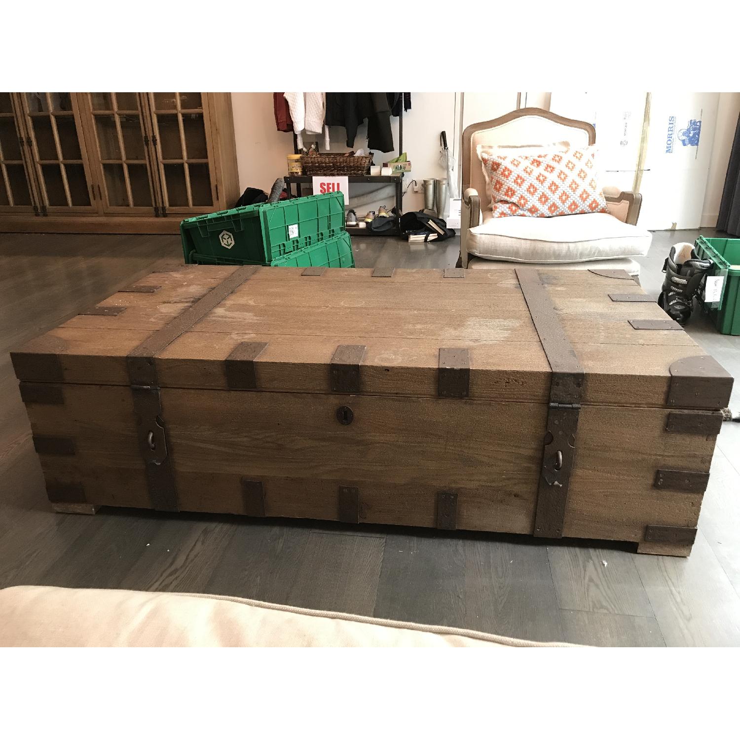 Restoration Hardware Antique-Style X-Large Coffee Table Trunk/Chest - image-7