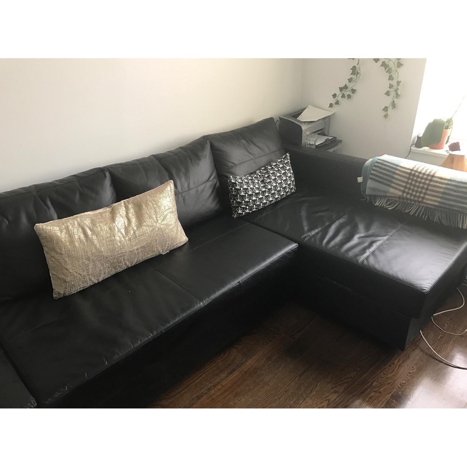Ikea Friheten Faux Leather Sleeper Sectional Sofa w/Storage - image-3
