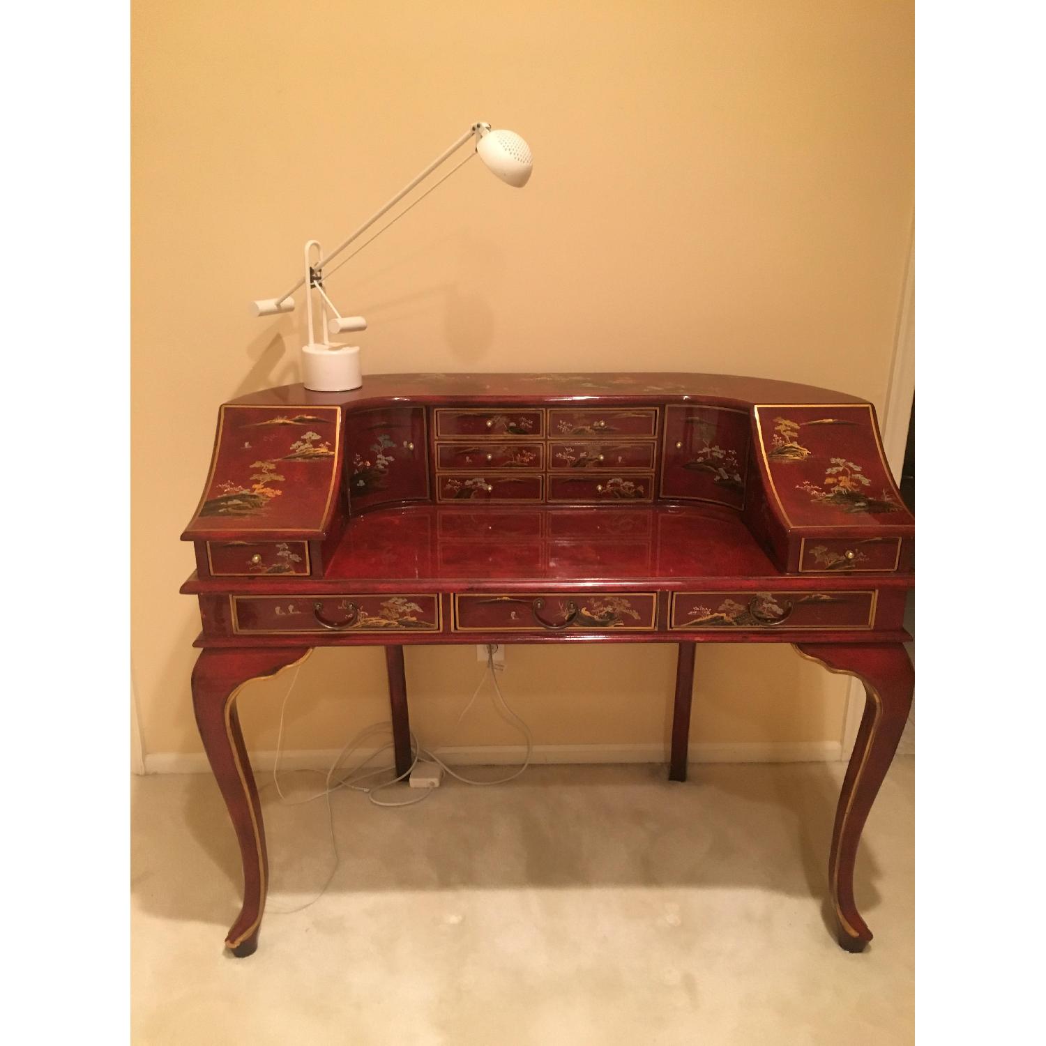 Oriental Lacquer Writing Desk & Chair - image-1