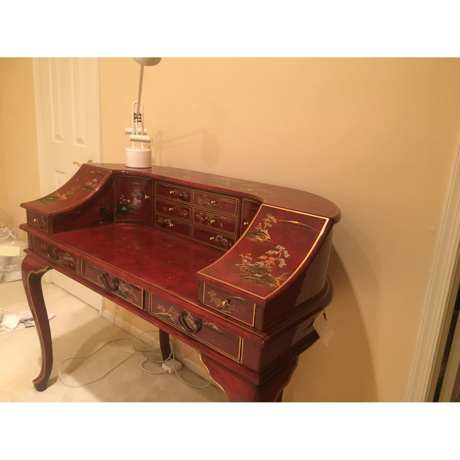 Oriental Lacquer Writing Desk & Chair - image-2