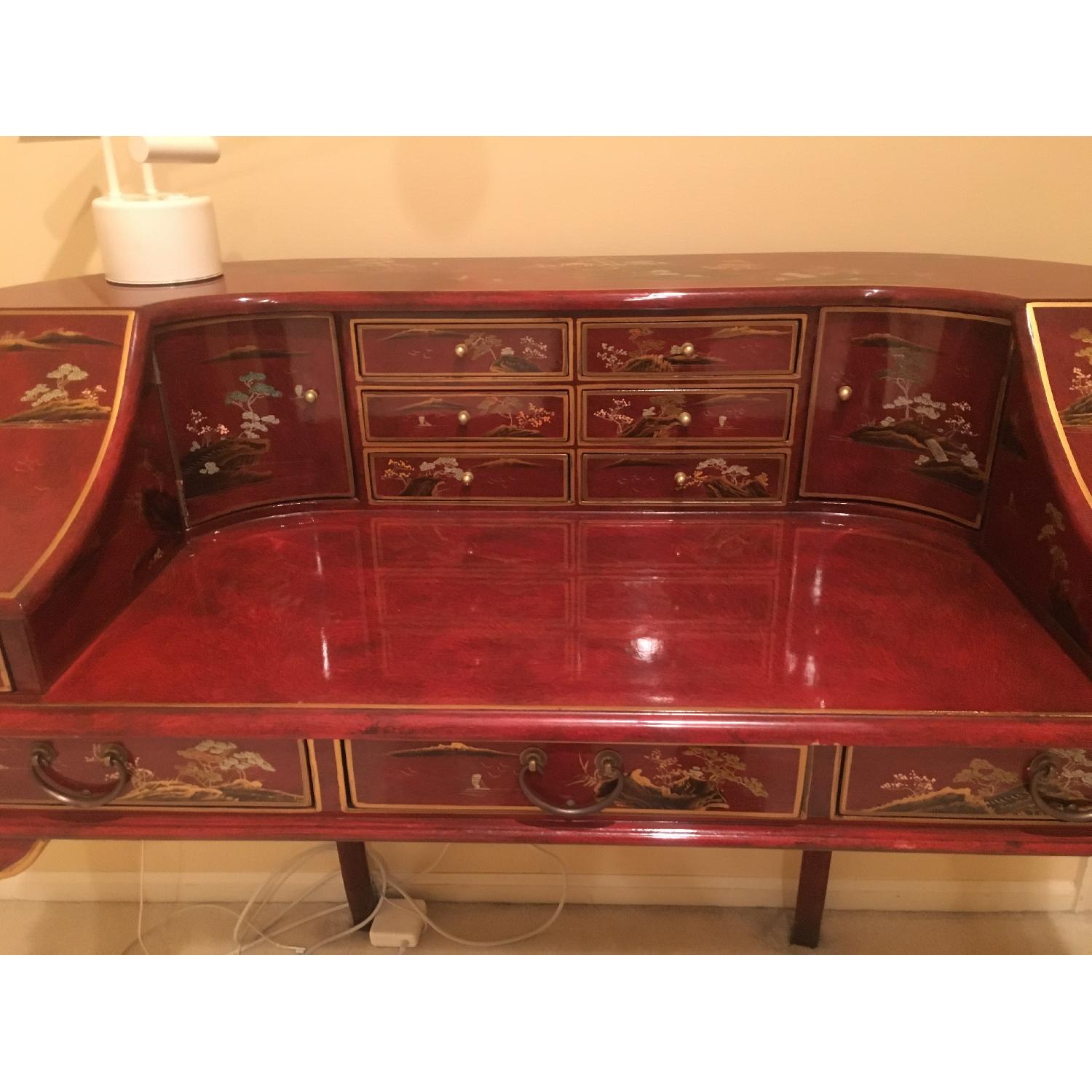 Oriental Lacquer Writing Desk & Chair - image-3