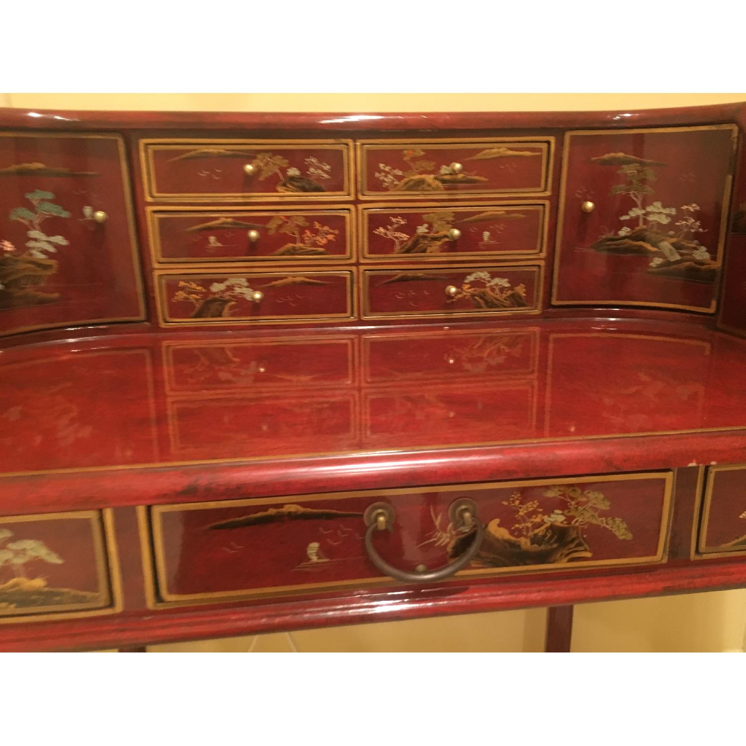 Oriental Lacquer Writing Desk & Chair - image-4