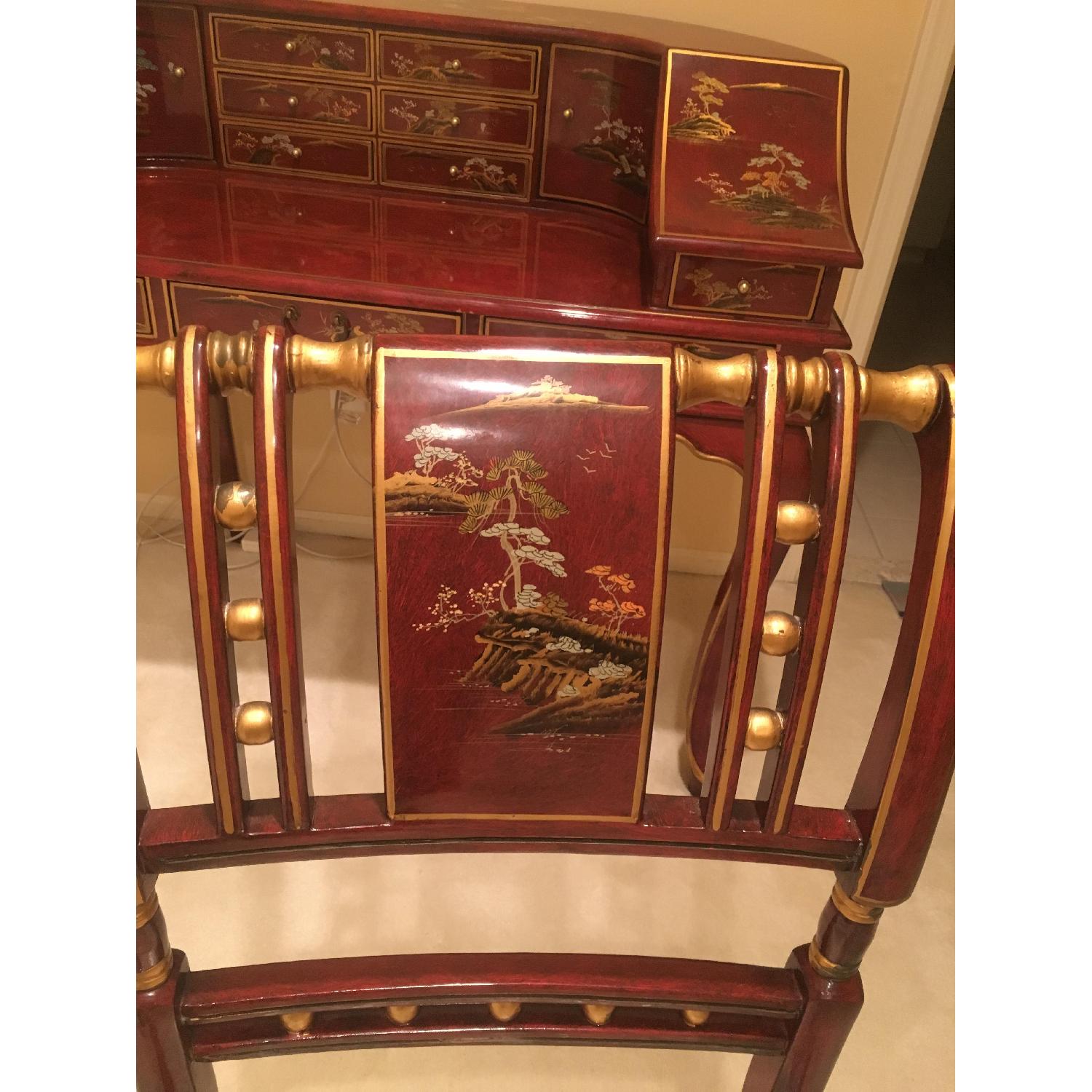 Oriental Lacquer Writing Desk & Chair - image-7