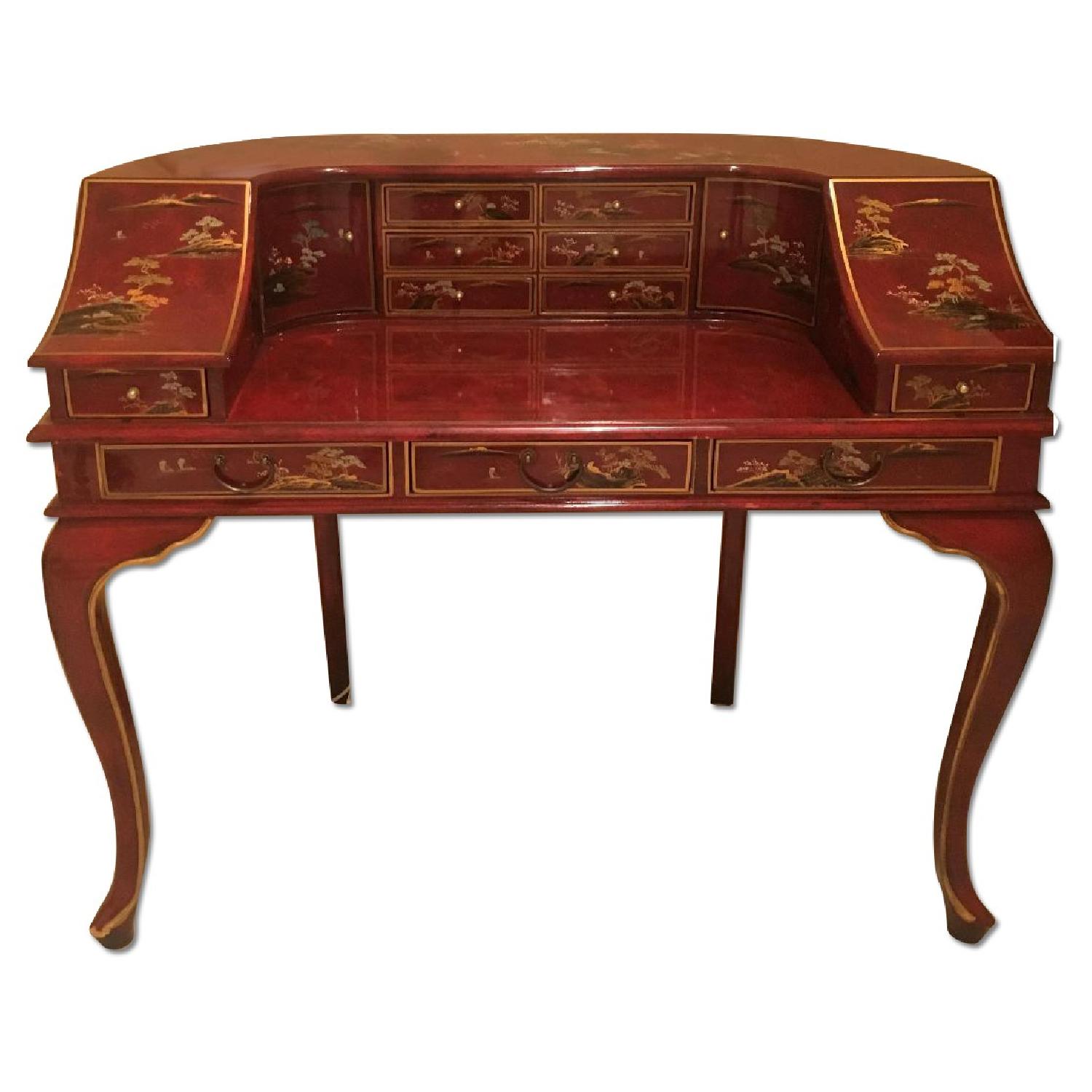 Oriental Lacquer Writing Desk & Chair - image-8