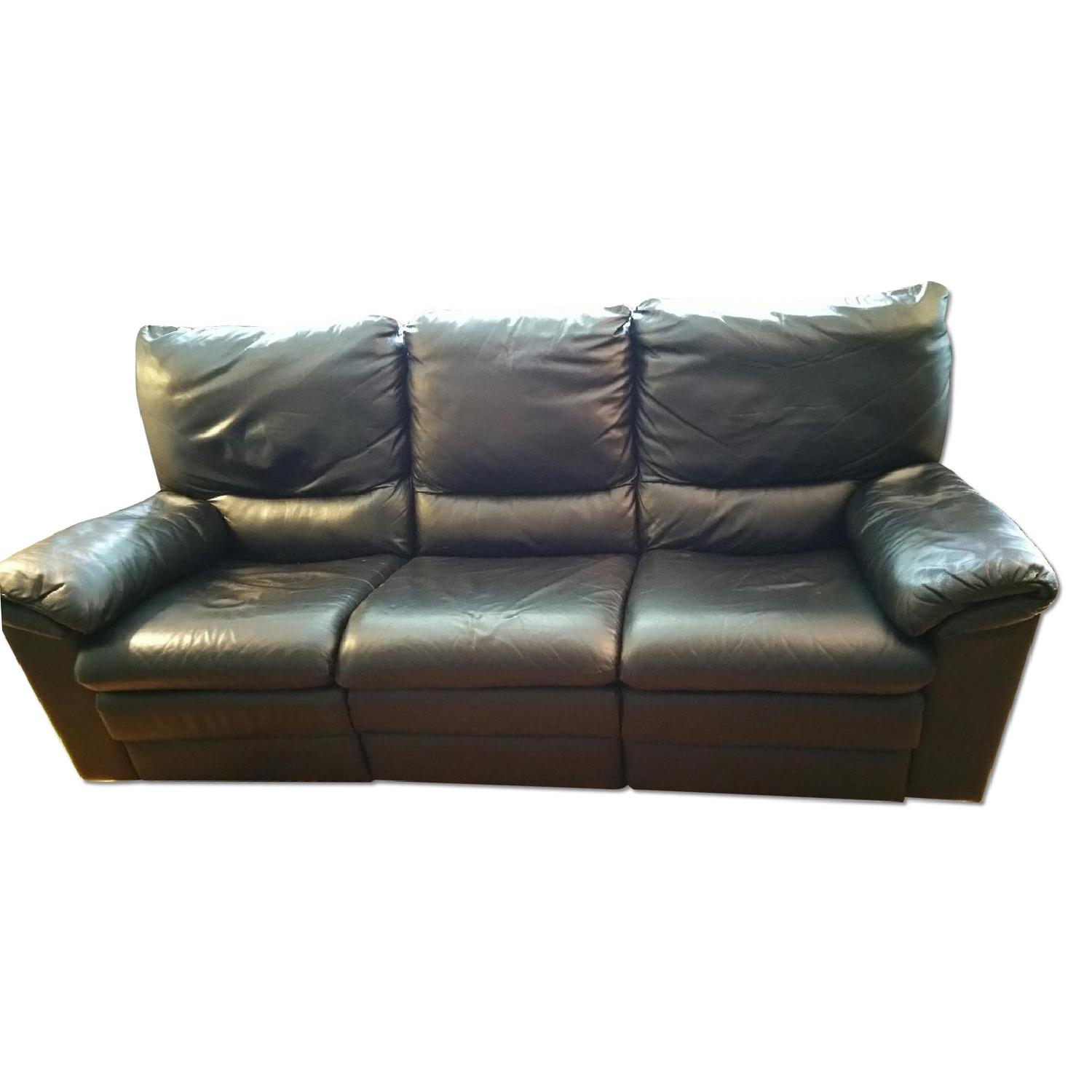 Natuzzi Leather Sofa w/ 2 Built in Recliners AptDeco