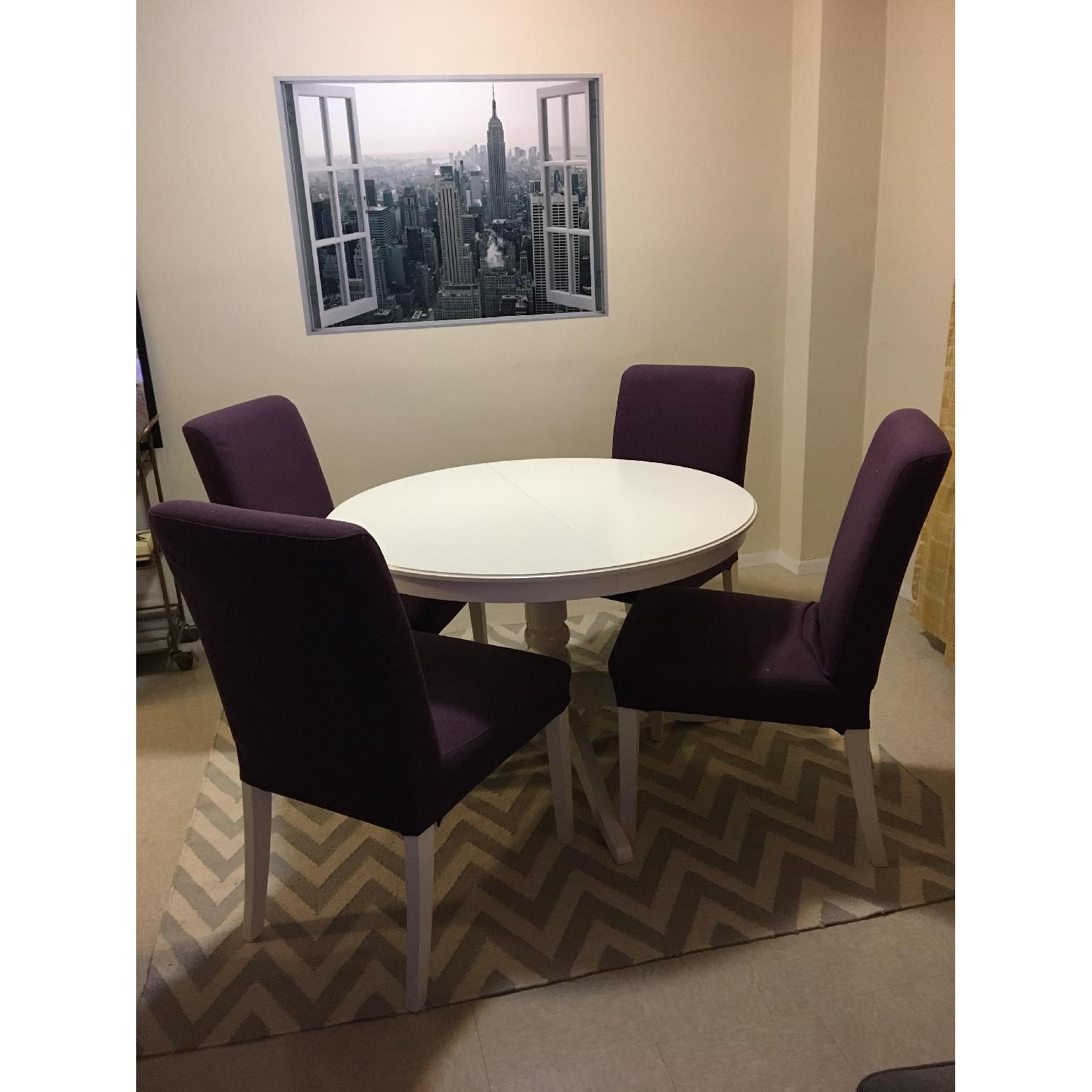 Ikea Ingatorp Extendable Round Dining Table w/ 4 Chairs - image-6